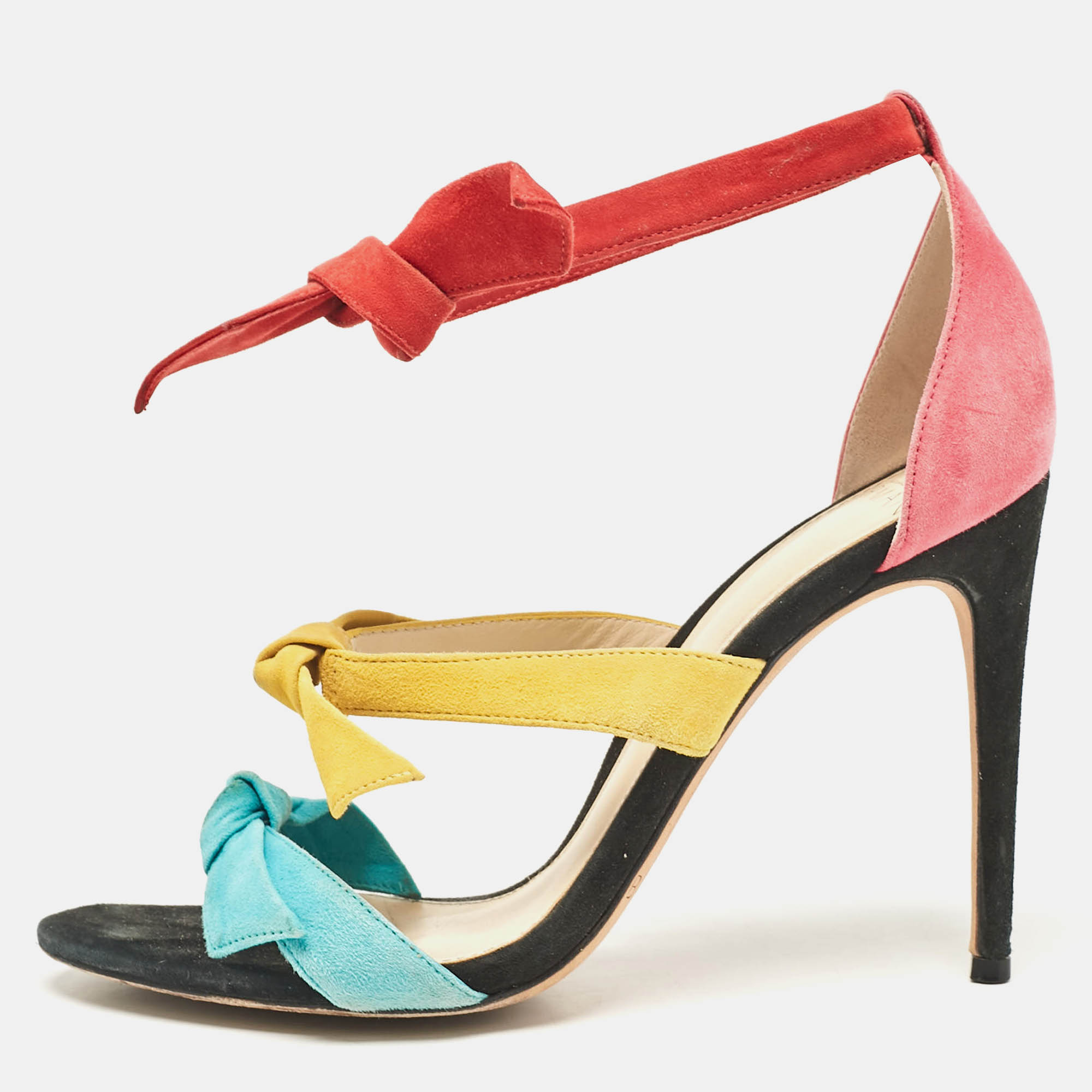 Alexandre Birman Multicolor Suede Ankle Strap Sandals Size 37