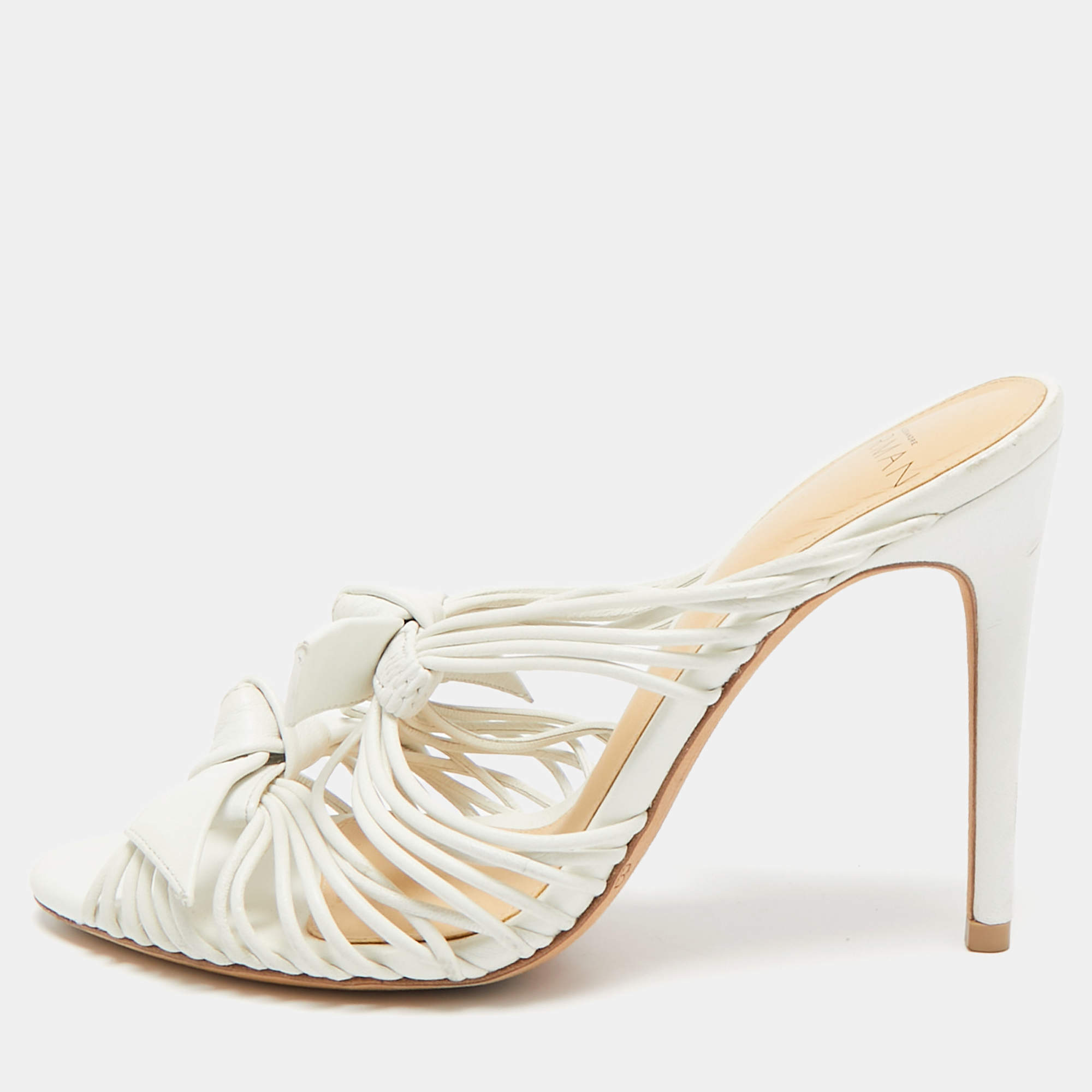 Pre Owned Alexandre Birman White Leather Dallas Strappy Sandals Size 36