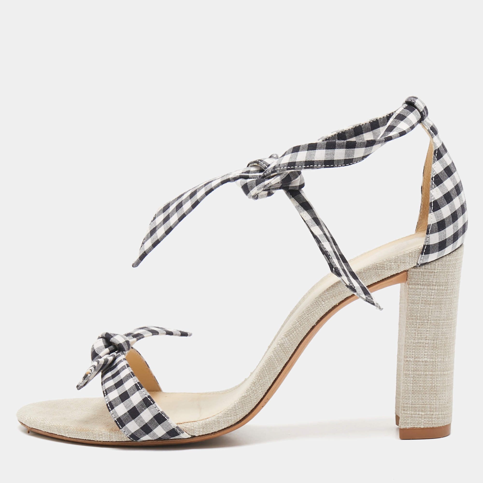 Alexandre Birman Grey/White Canvas and Fabric Ankle Strap Sandals Size 42