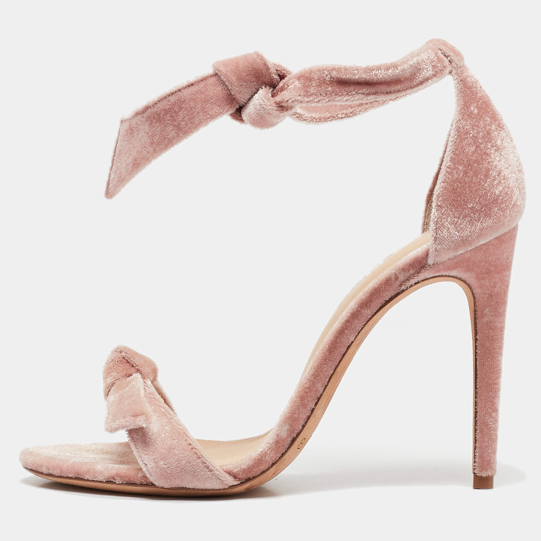 Alexandre Birman Pink Velvet Clarita Ankle Wrap Sandals Size 37