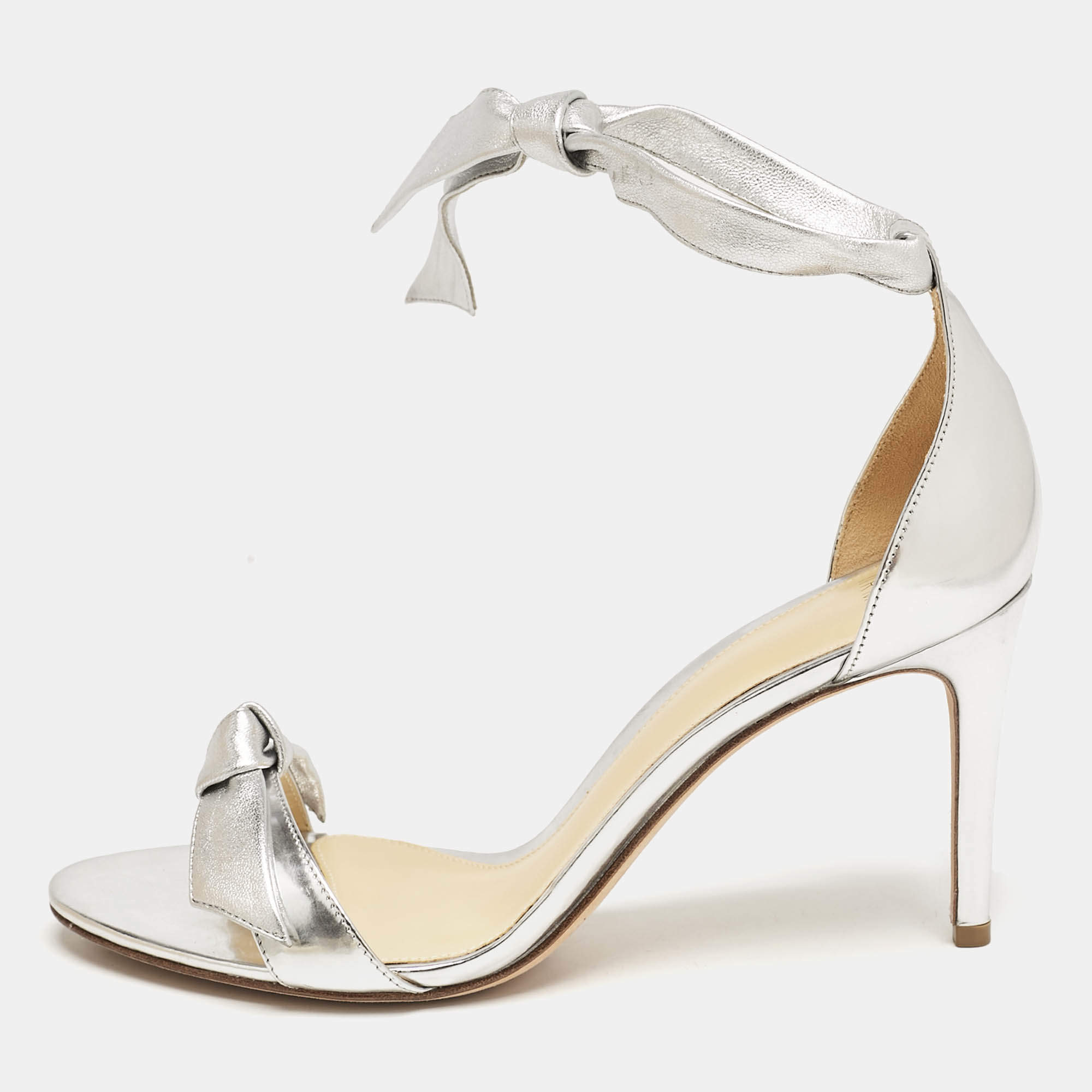 Alexandre Birman Silver Leather Clarita Sandals Size 37