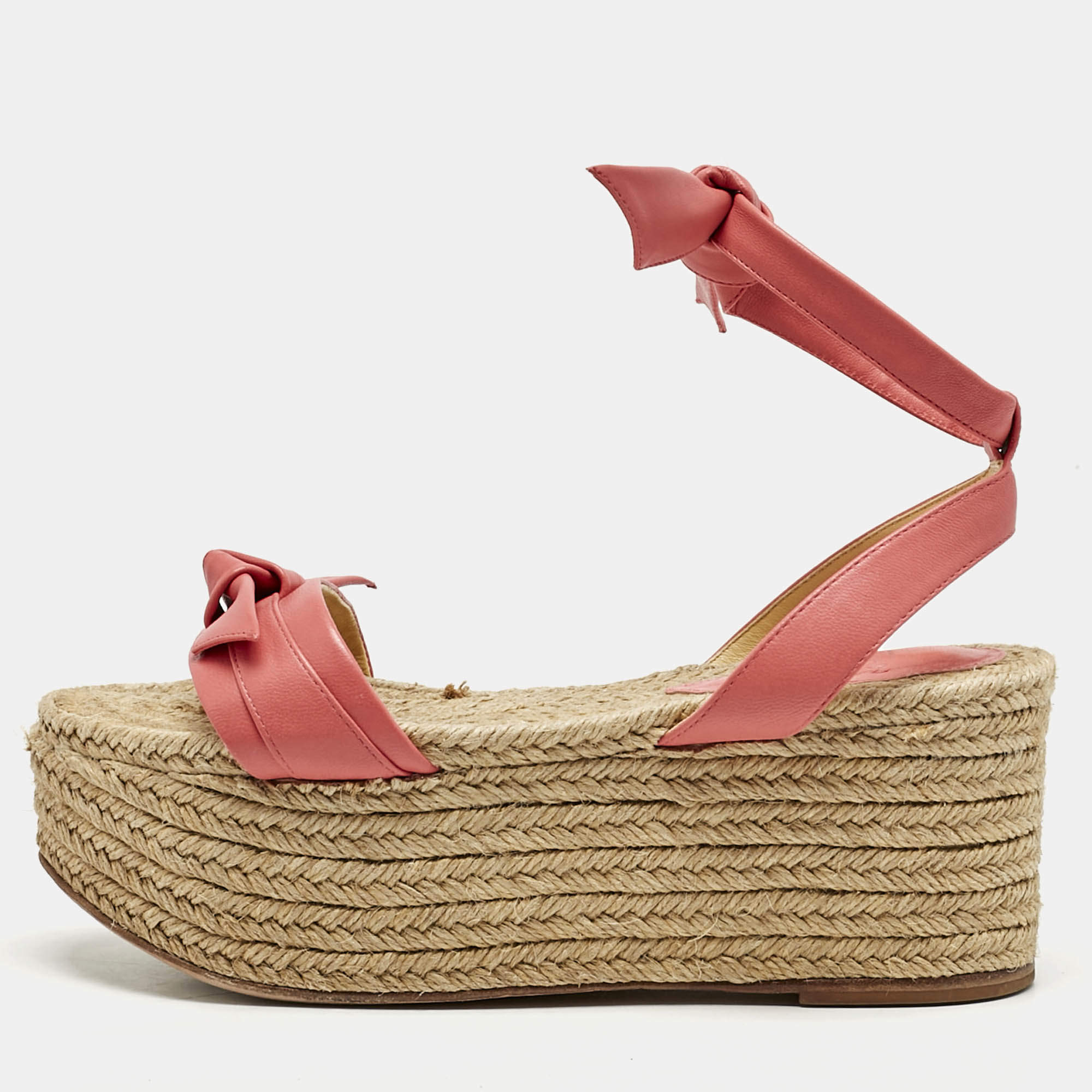 Pre Owned Alexandre Birman Pink Leather Wedge Sandals Size 37