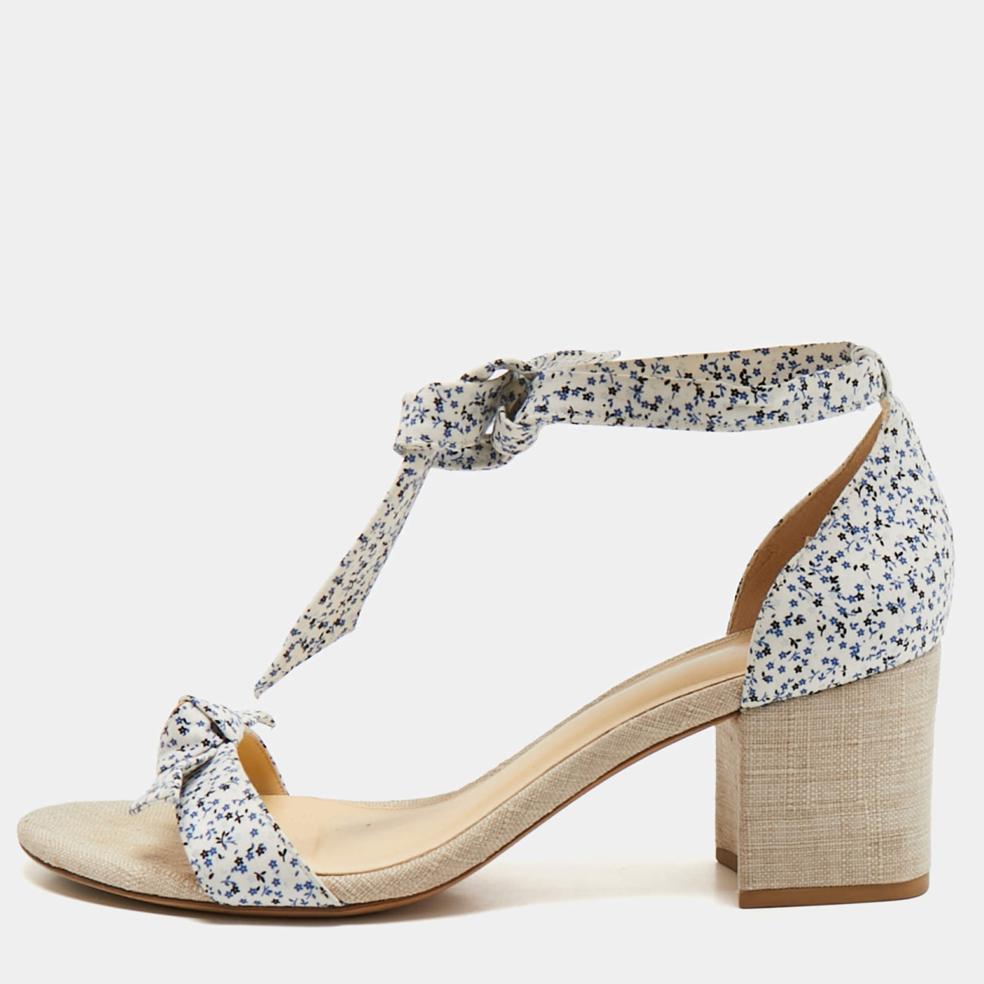 Pre Owned Alexandre Birman Multicolor Canvas Lolita Knot Ankle Sandals Size 41