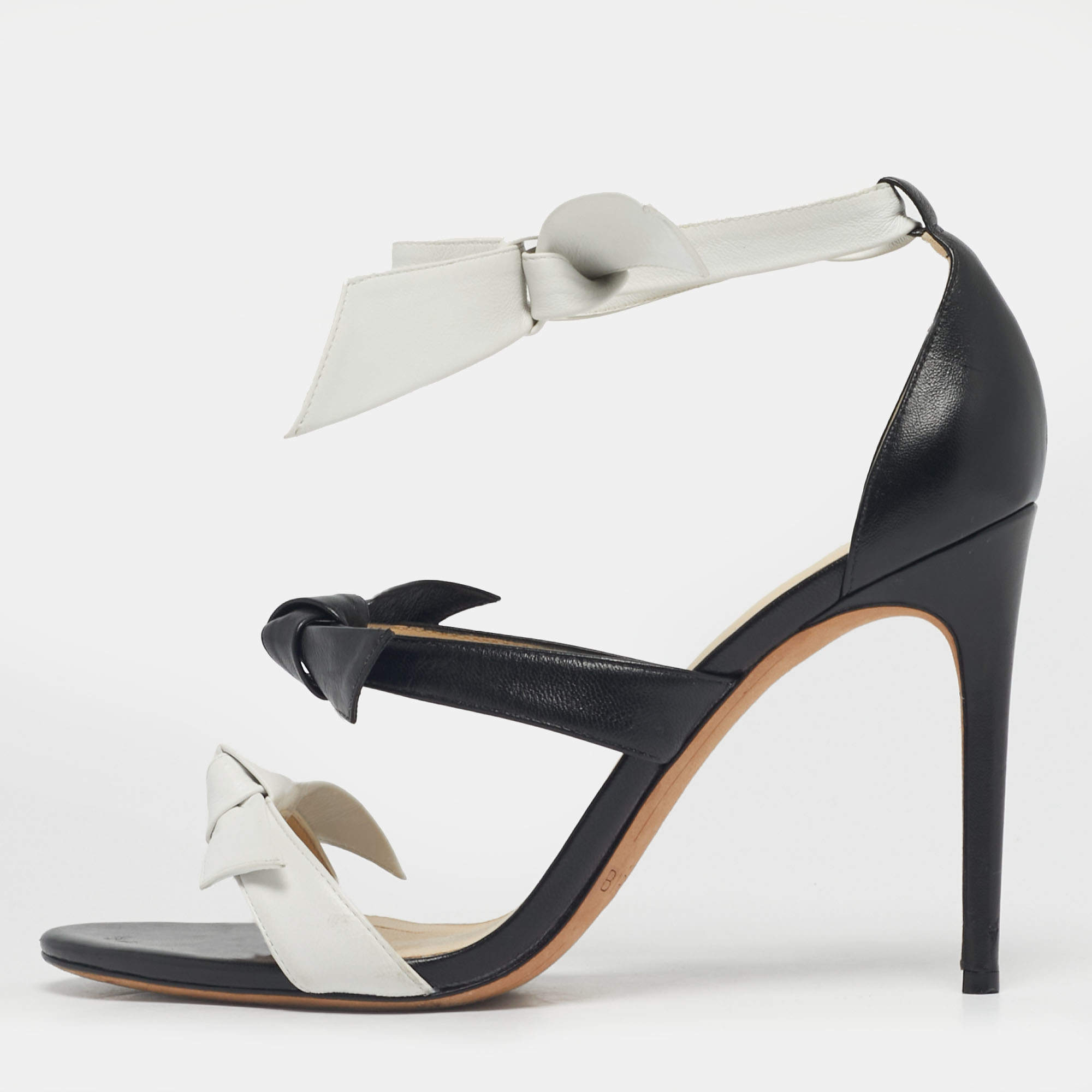Pre Owned Alexandre Birman Black Leather Ankle Strap Sandals Size 40.5