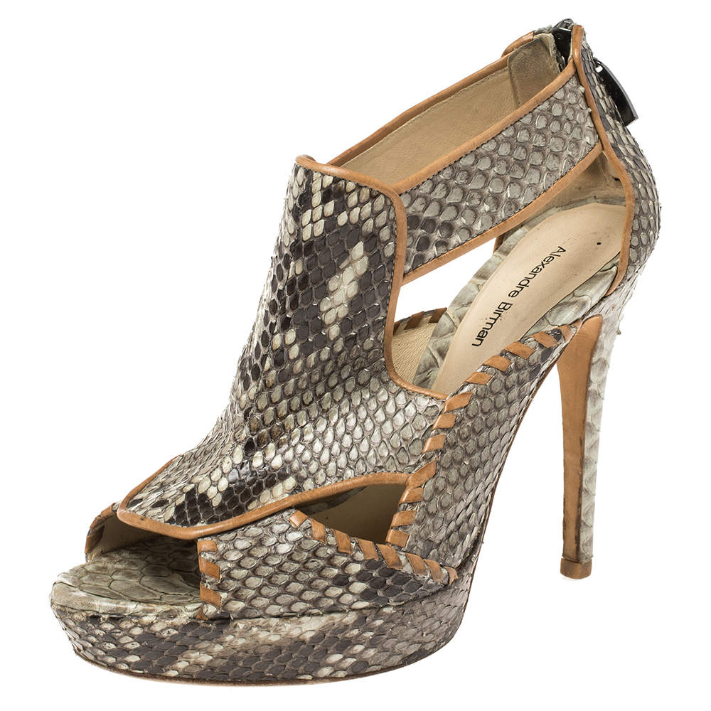 Alexandre Birman Grey Python Platform Platform Sandals Size 39.5
