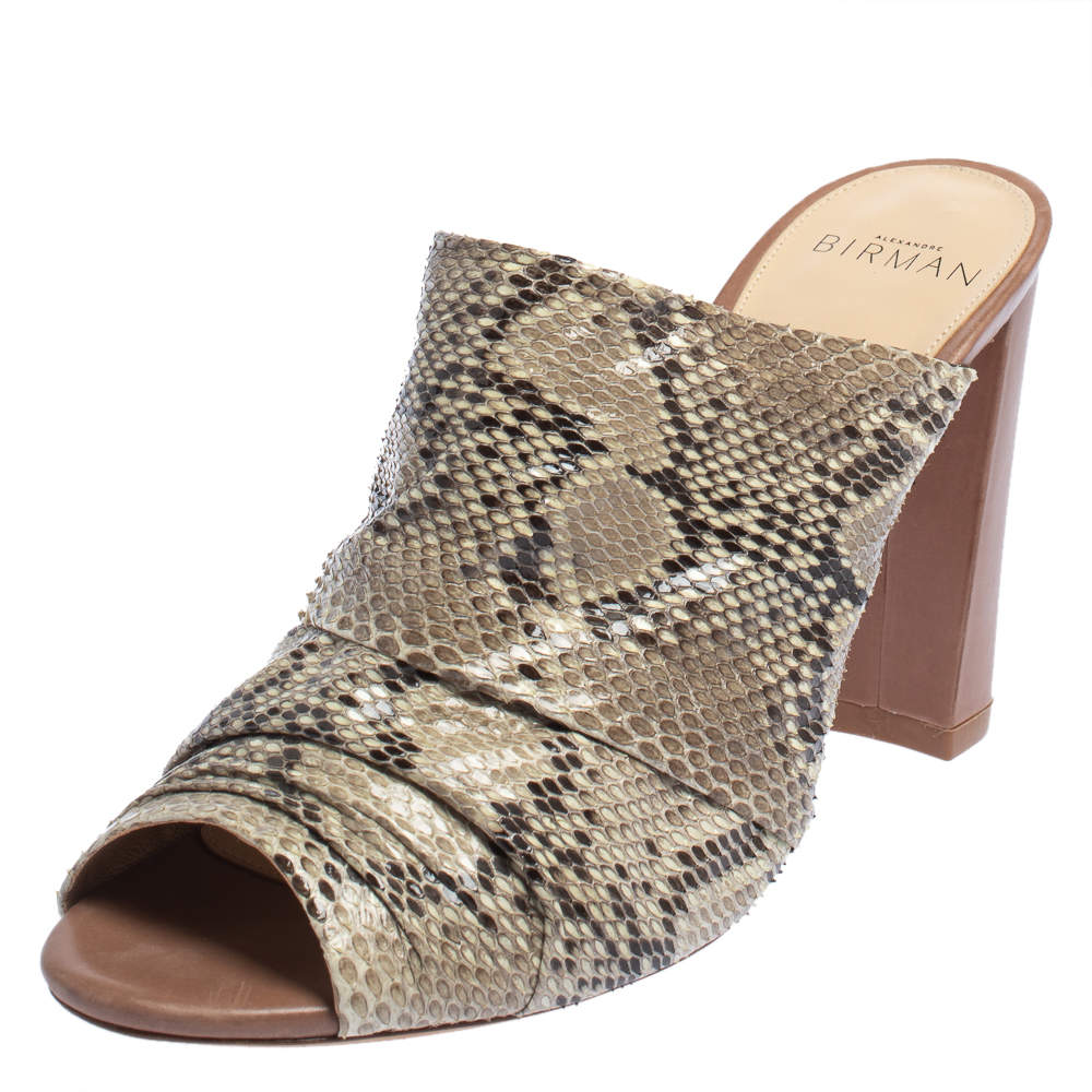 Alexandre Birman Two Tone Python Mules Size 38