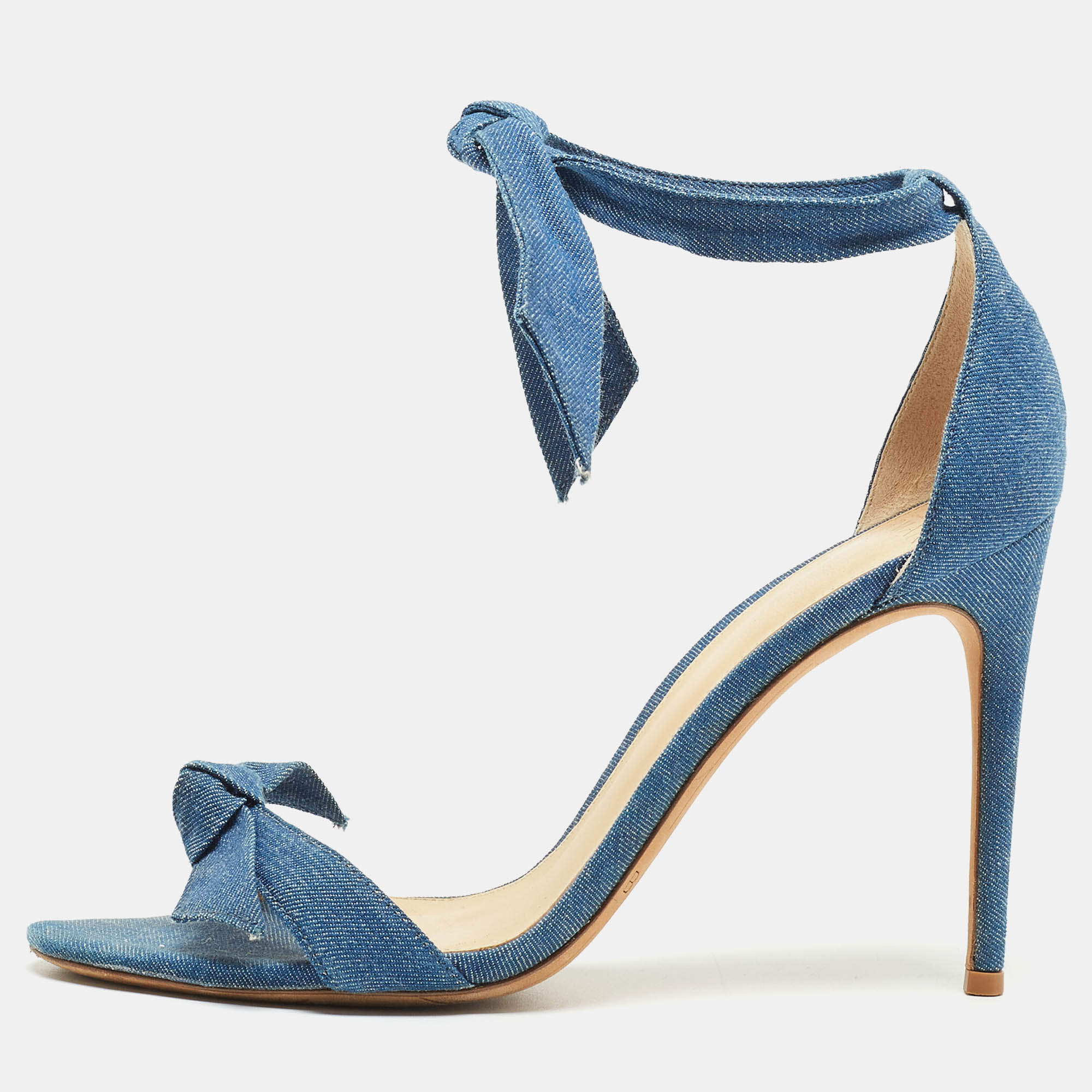 Pre Owned Alexandre Birman Blue Denim Ankle Strap Sandals Size 38.5