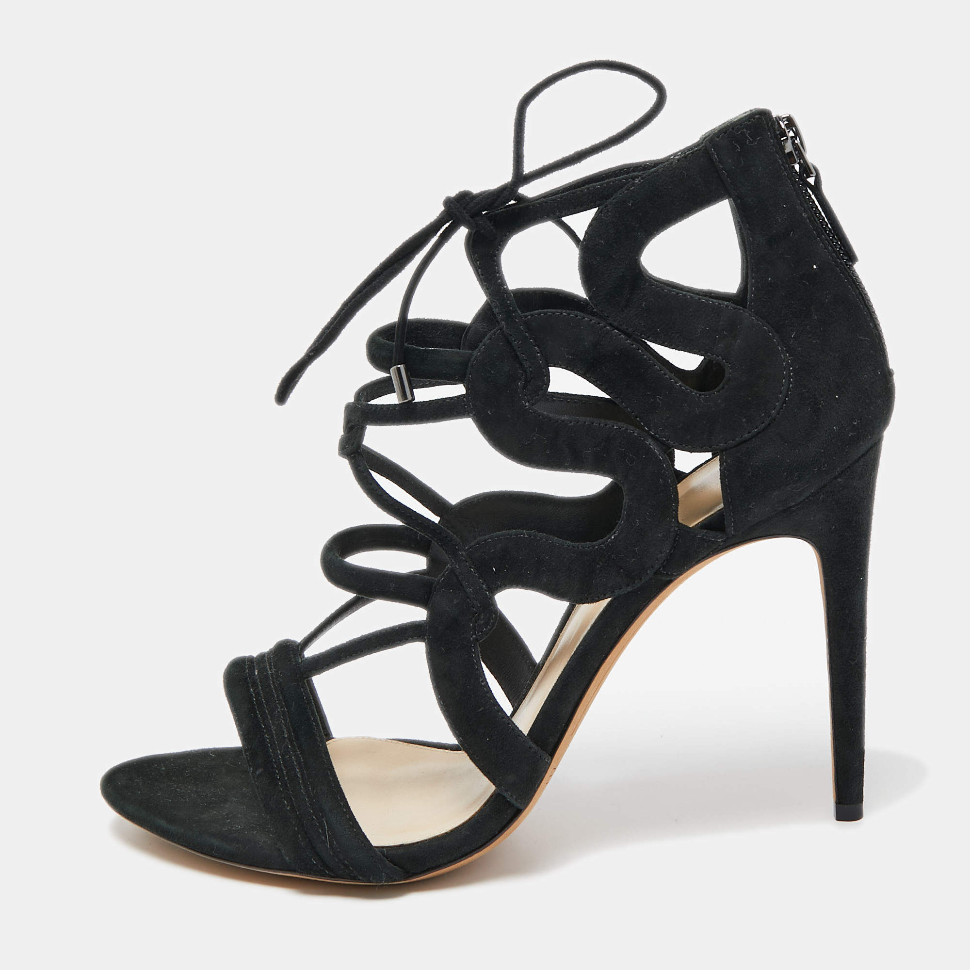 Alexandre Birman Black Suede Elenara Sandals Size 41