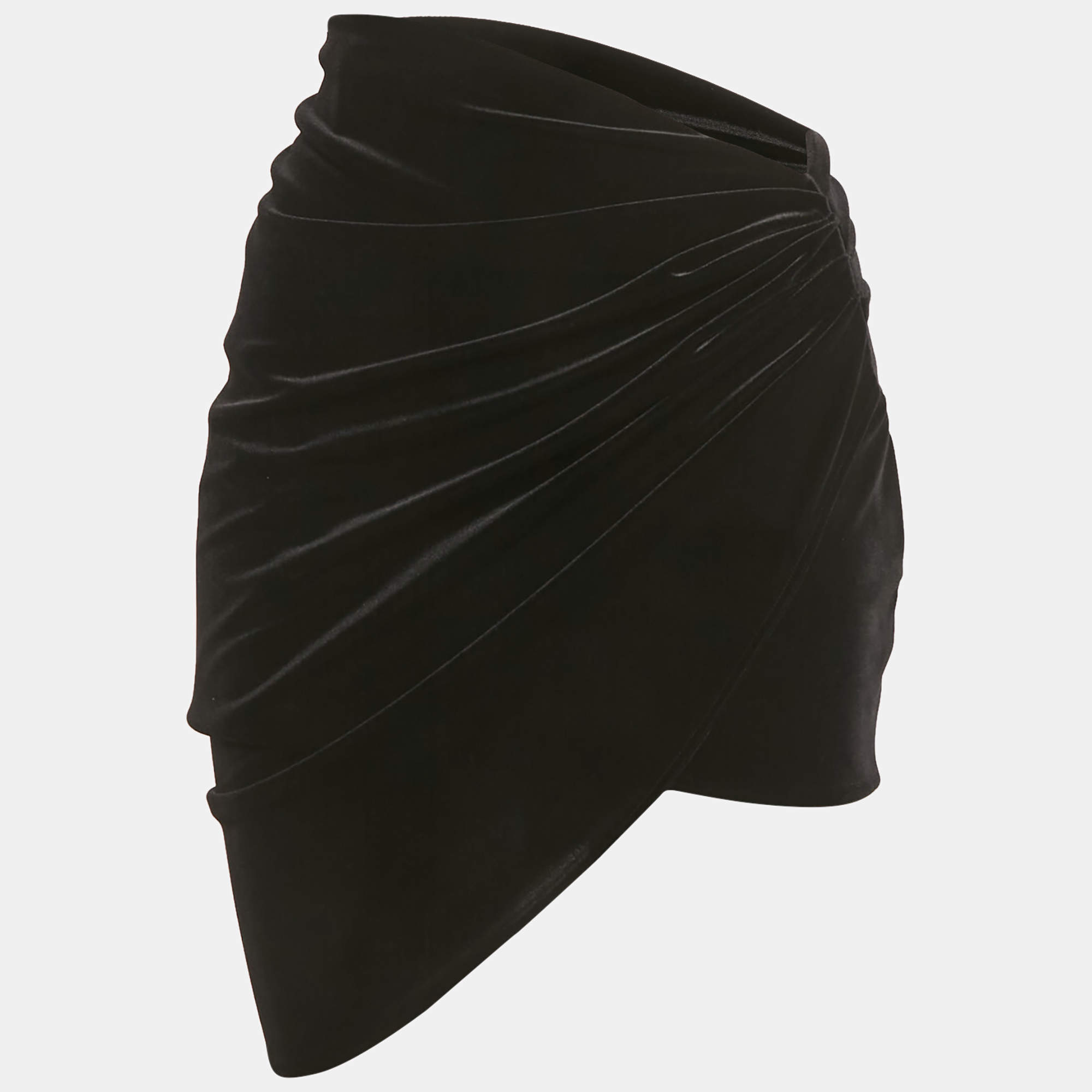 مملوكة مسبقًا تنورة ألكسندر فوثير مخمل أسود مغلفة غير متماثلة مقاس كبير