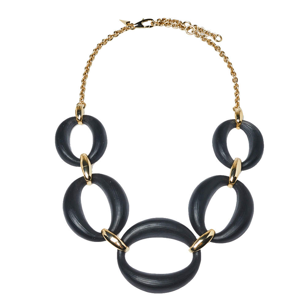 Alexix Bittar Lucite Gold Tone Large Link Necklace