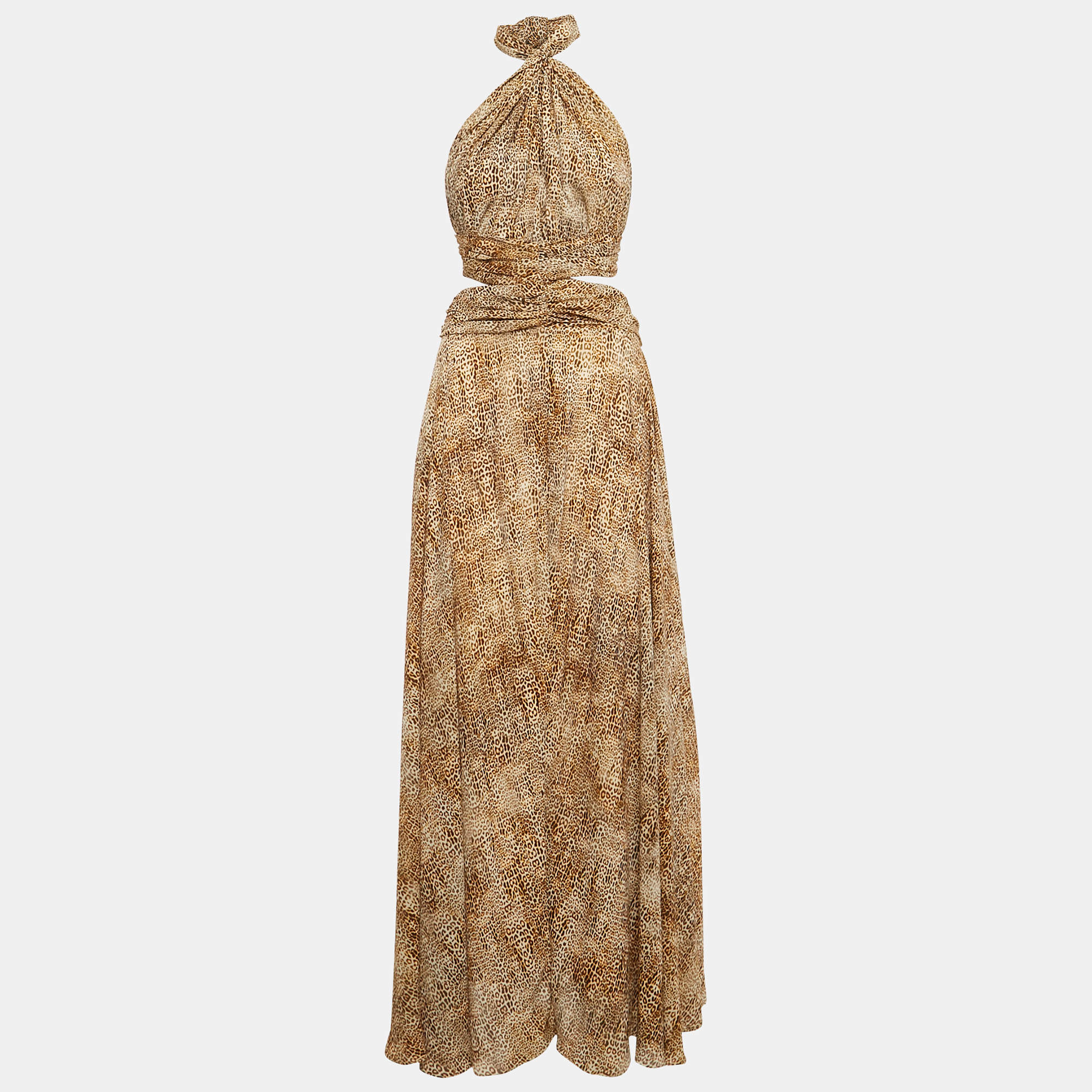 Alexis Brown Animal printed Chiffon Aaliyah Maxi Dress M