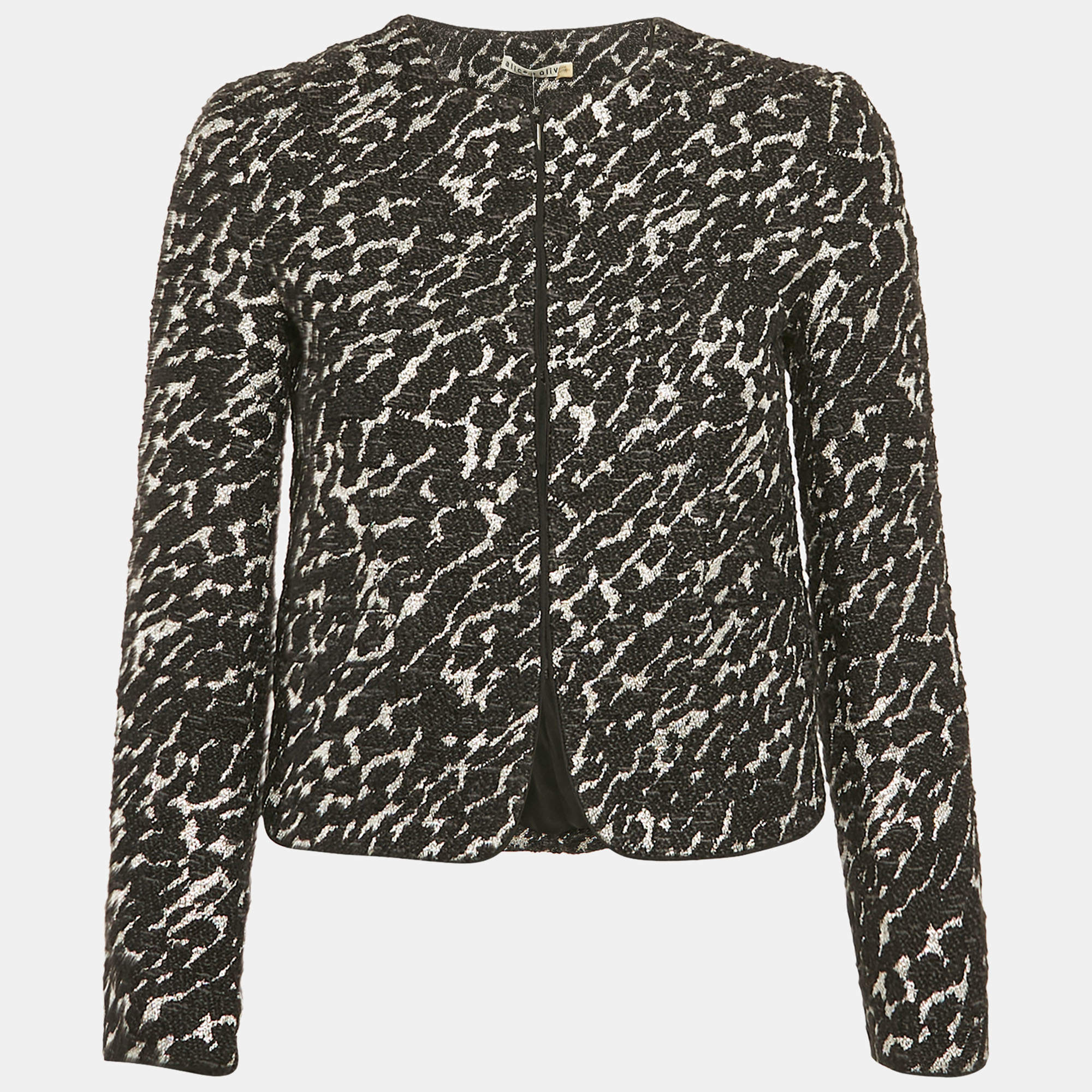 Alice + Olivia Black Lurex Tweed Jacket XS