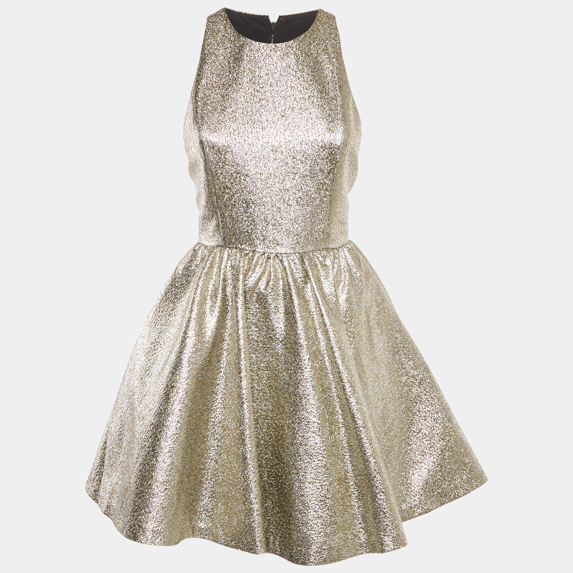 Alice + Olivia Metallic Brocade Sleeveless Mini Dress S