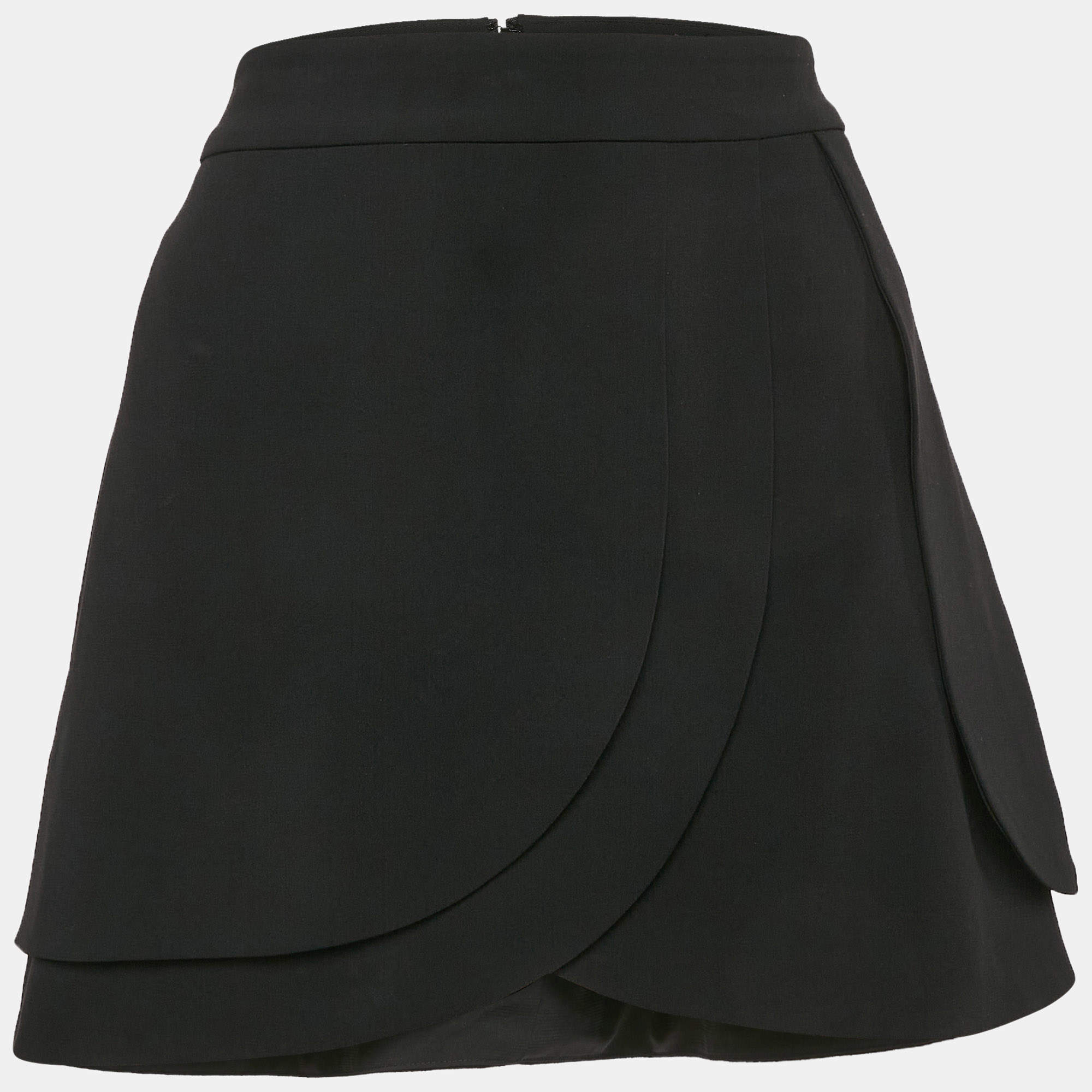 Pre Owned Alice + Olivia Black Crepe Classics Mini Skirt S
