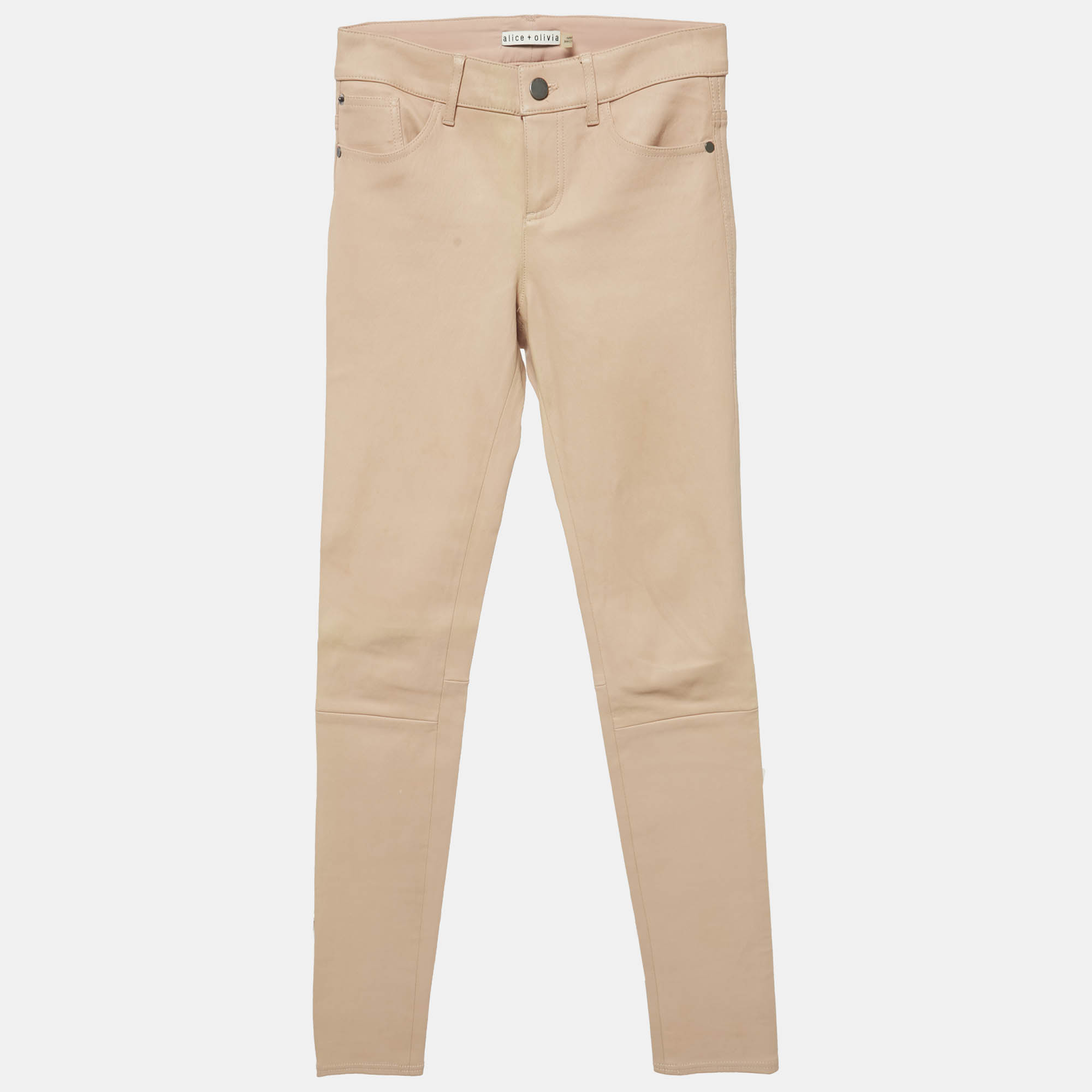 Alice + Olivia Light Pink Leather Paneled Pants S