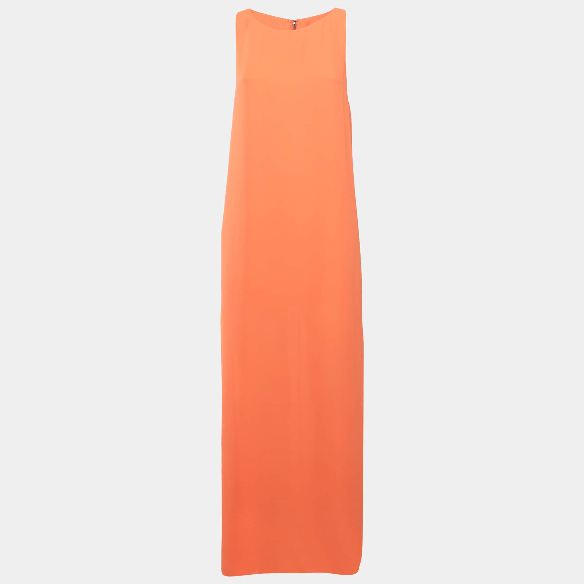 Alice + Olivia Orange Silk Sleeveless Maxi Dress S