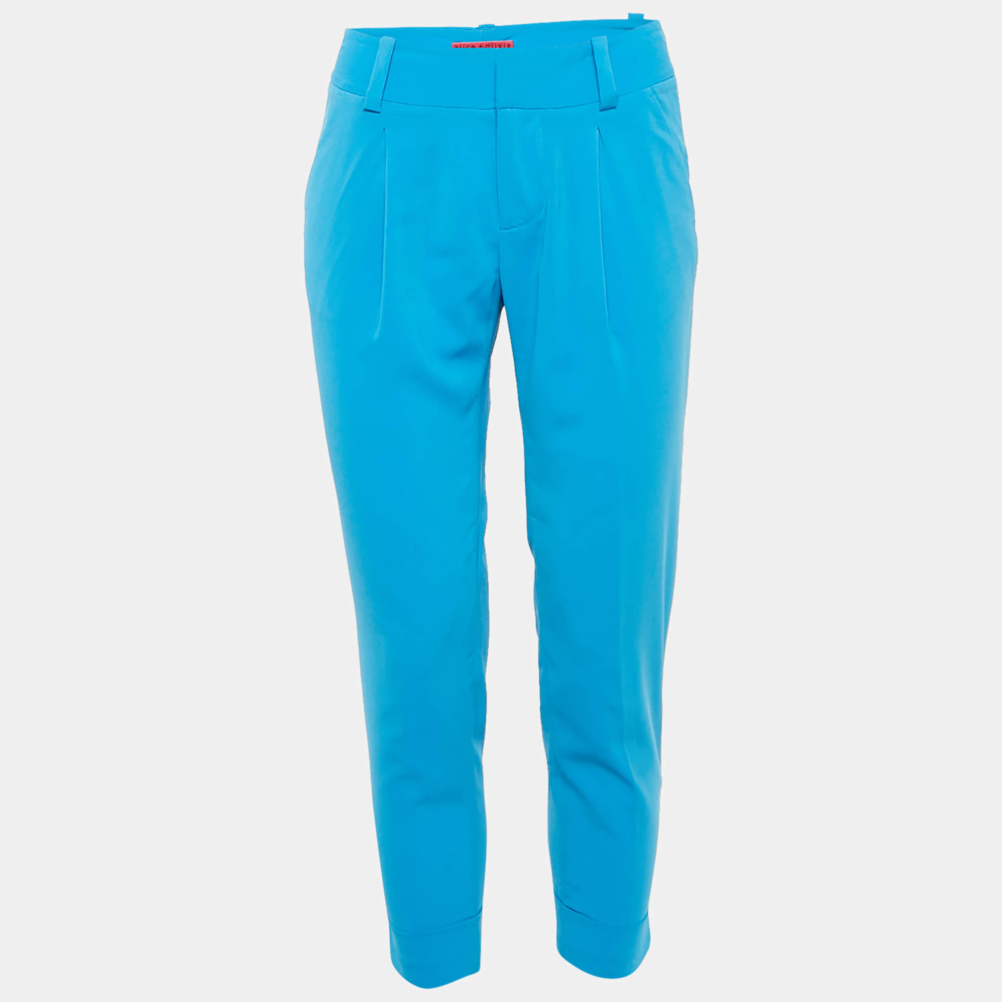 Pre Owned Alice + Olivia Blue Silk Slim Fit Trousers M