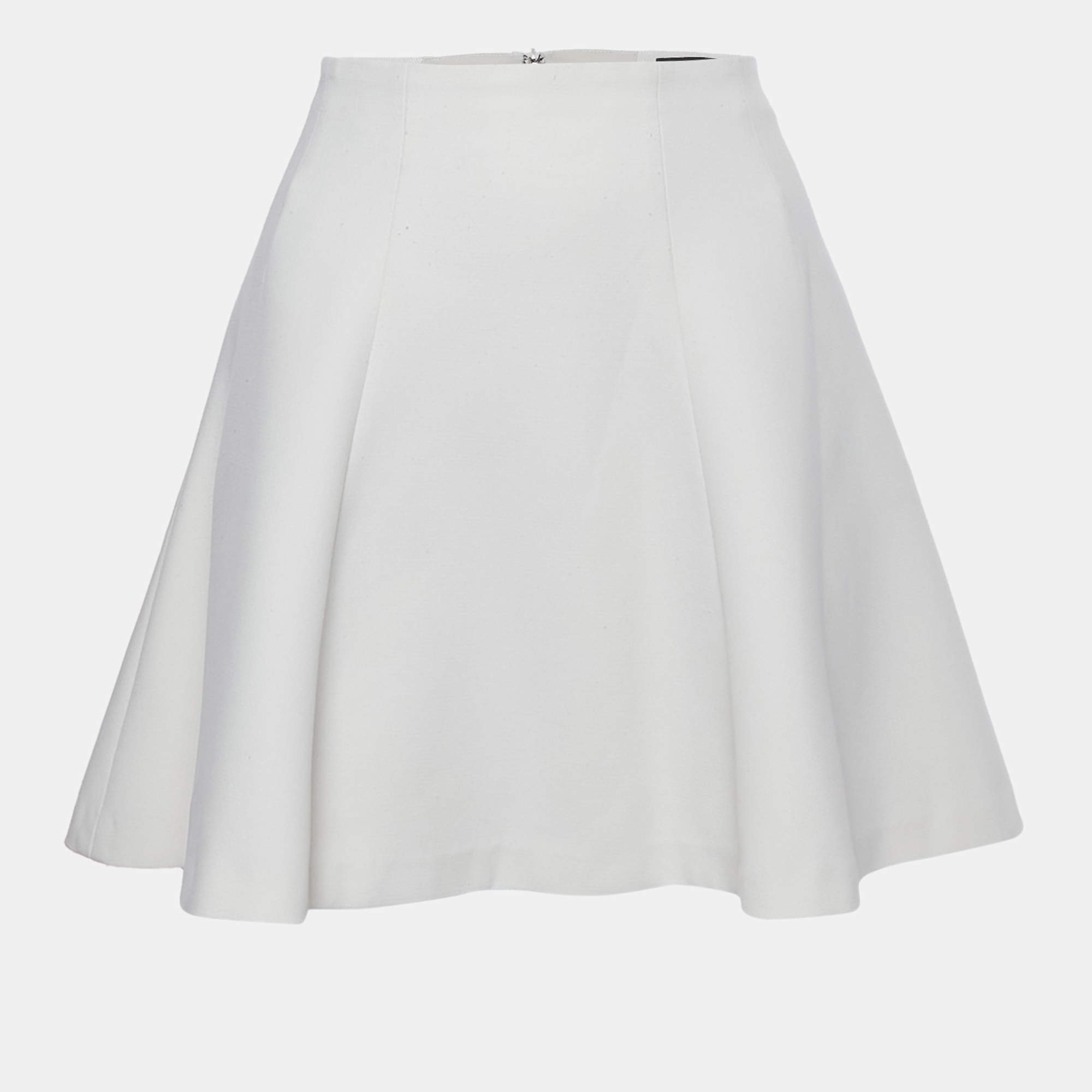 Pre Owned Alice + Olivia Employed White Jersey Flared Mini Skirt S
