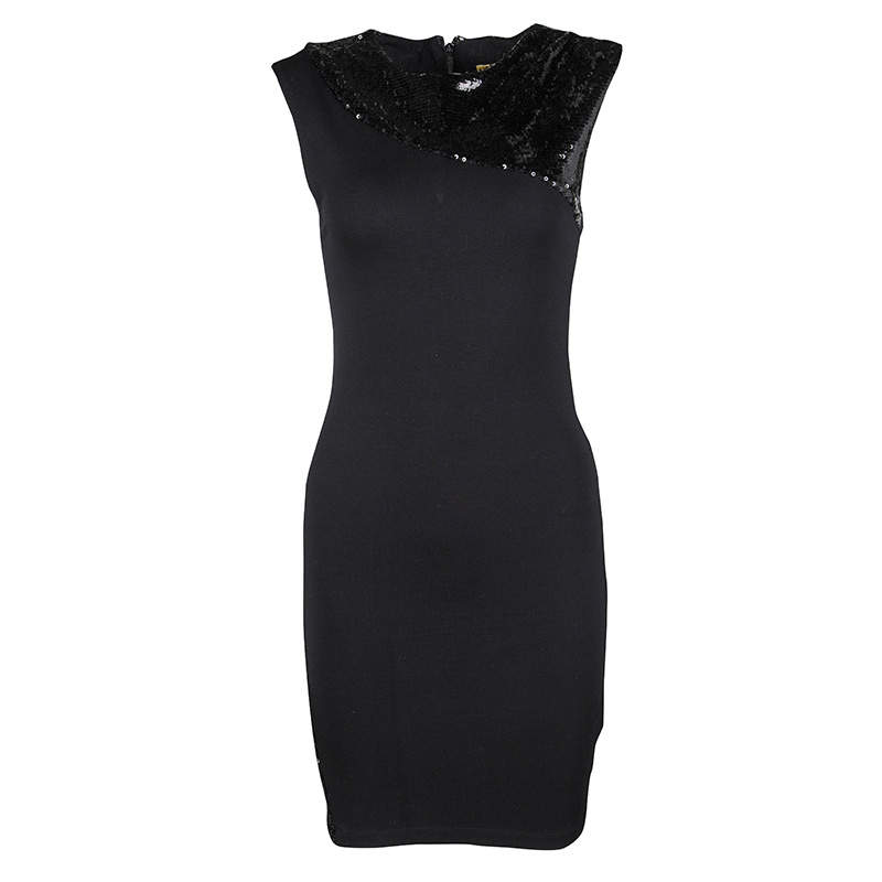 Pre Owned Alice + Olivia Black Sequin Embellished Detail Dress XS