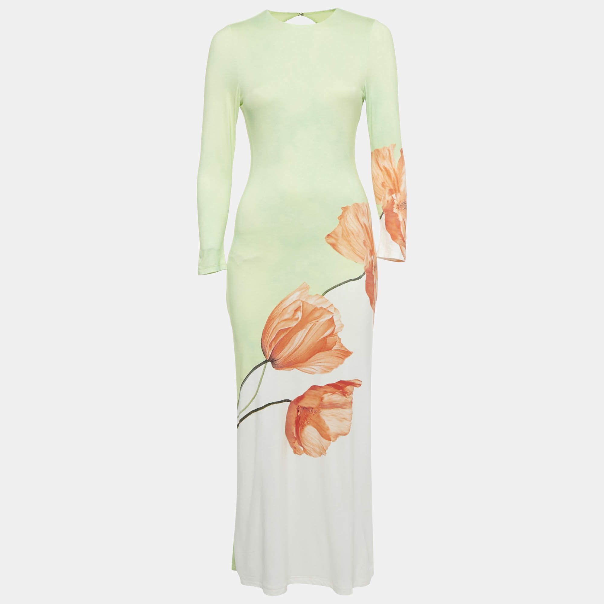 Pre Owned Alice + Olivia Green Floral Print Jersey Delora Maxi Dress S