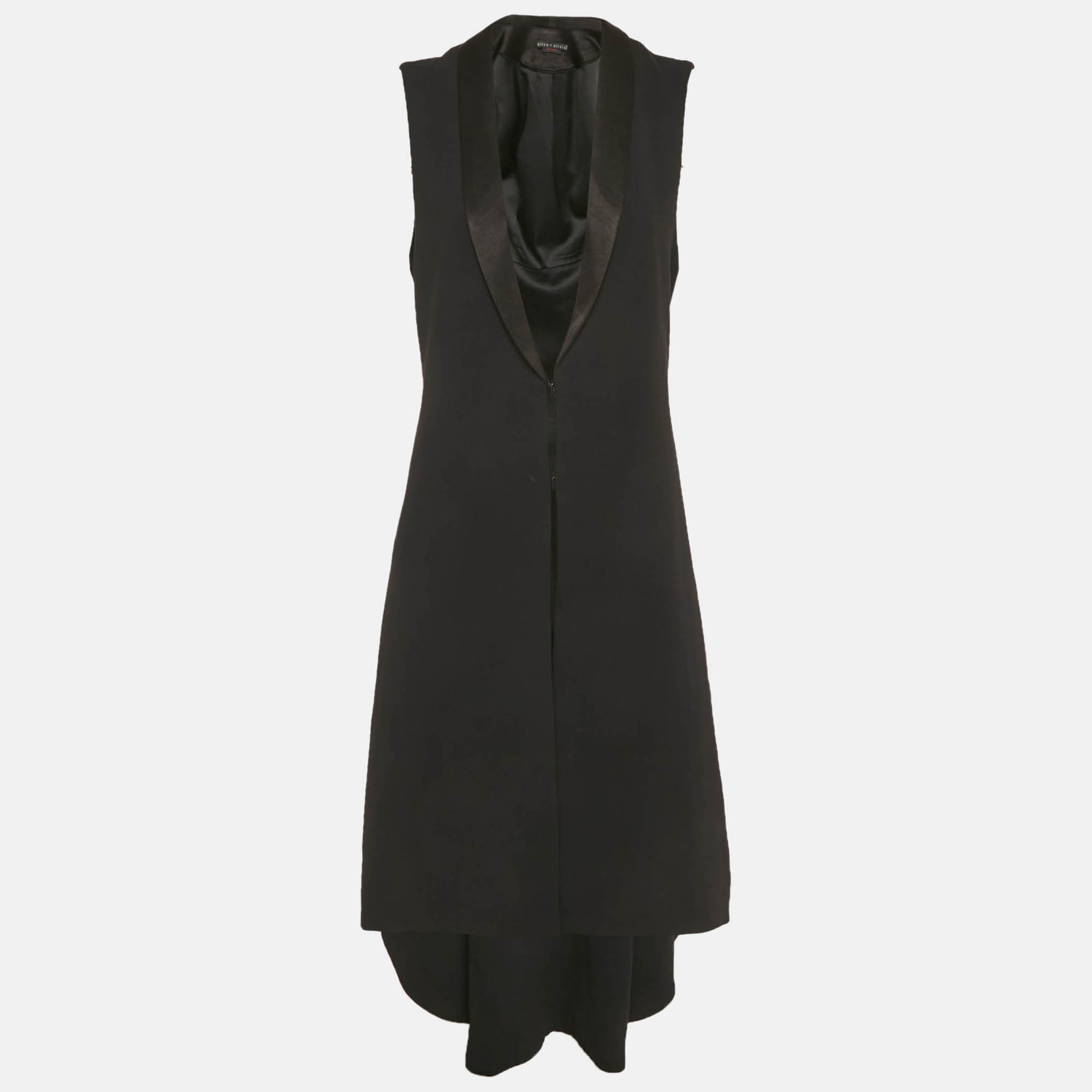 Pre Owned Alice + Olivia Black Crepe Sleeveless Long Jacket M