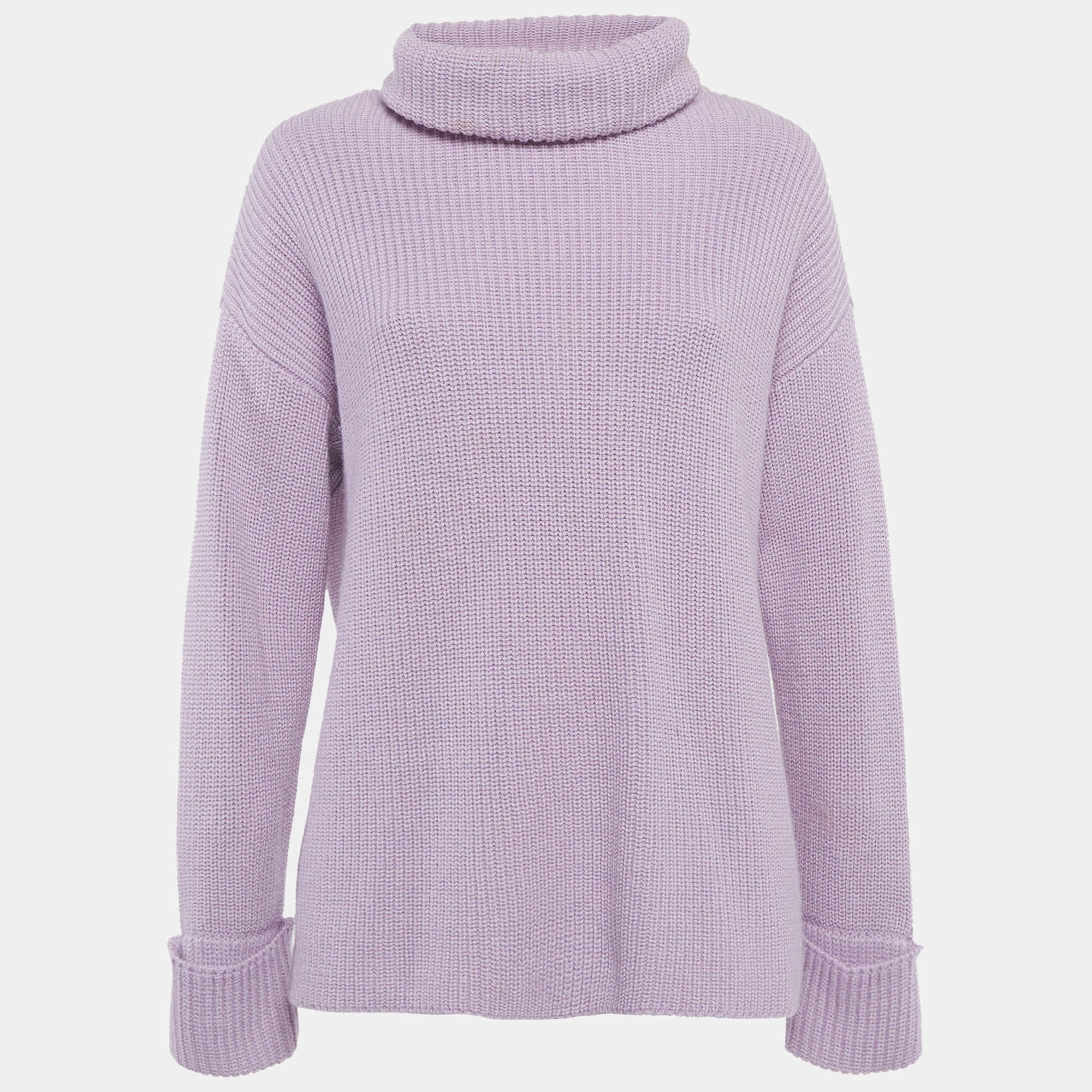 مملوكة مسبقًا Alice + Olivia Purple Wool Knit Turtleneck Pullover M