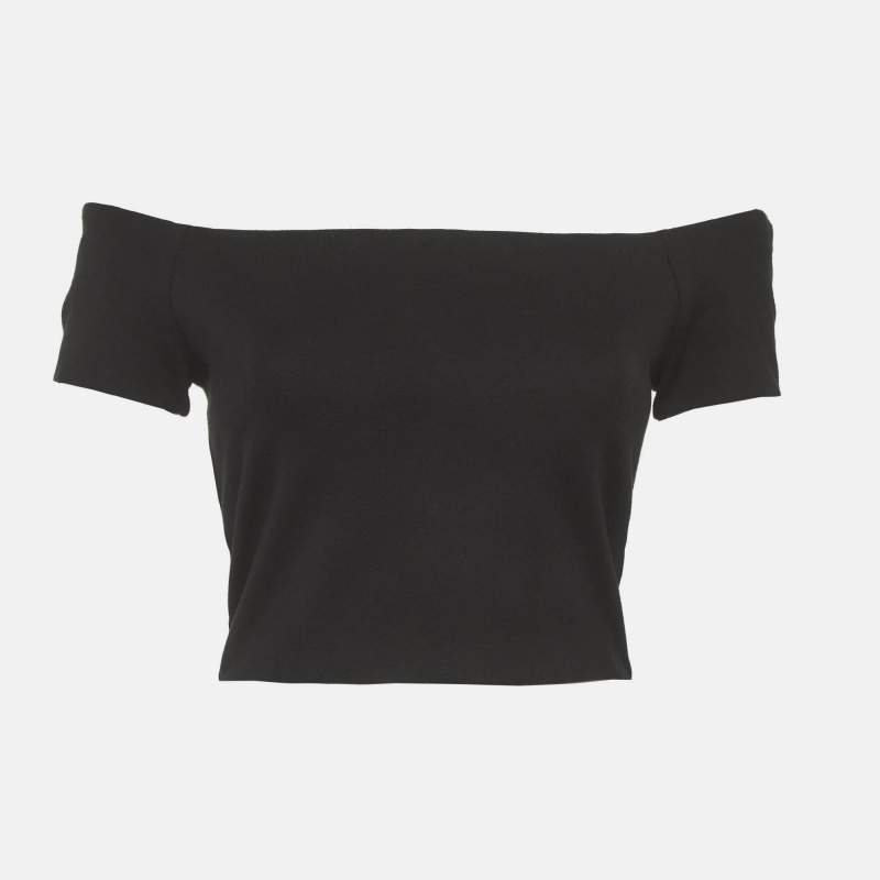 Pre Owned Alice + Olivia Black Jersey Crop Top XS