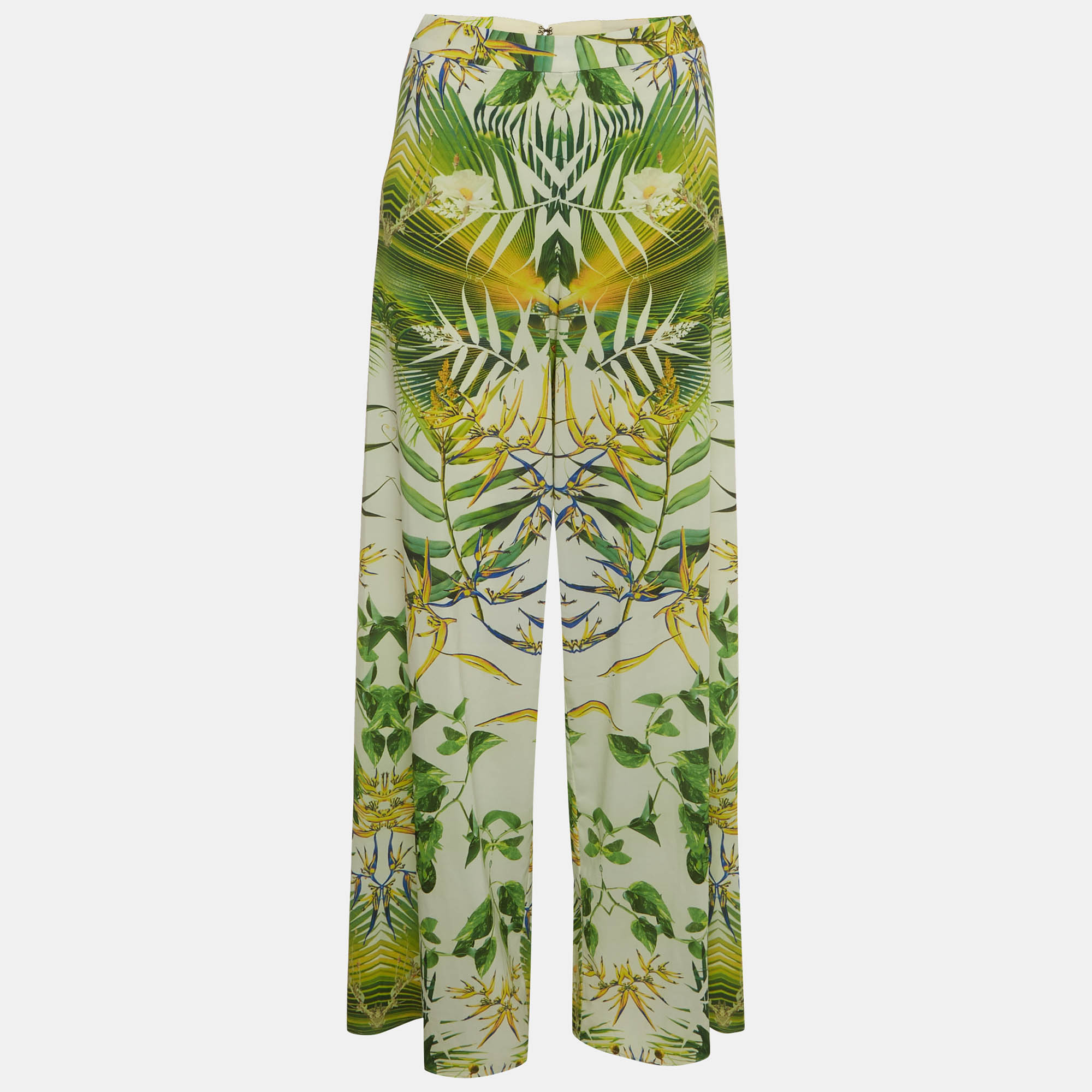 مملوكة مسبقًا Alice + Olivia Multicolour Floral Palm Leaf Crepe Wide Leg Pants S
