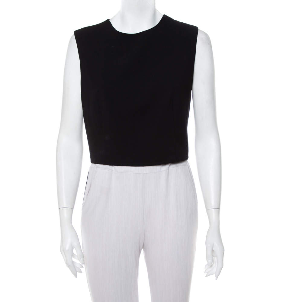 Pre Owned Alice + Olivia Black Crepe Sleeveless Kylnn Top M