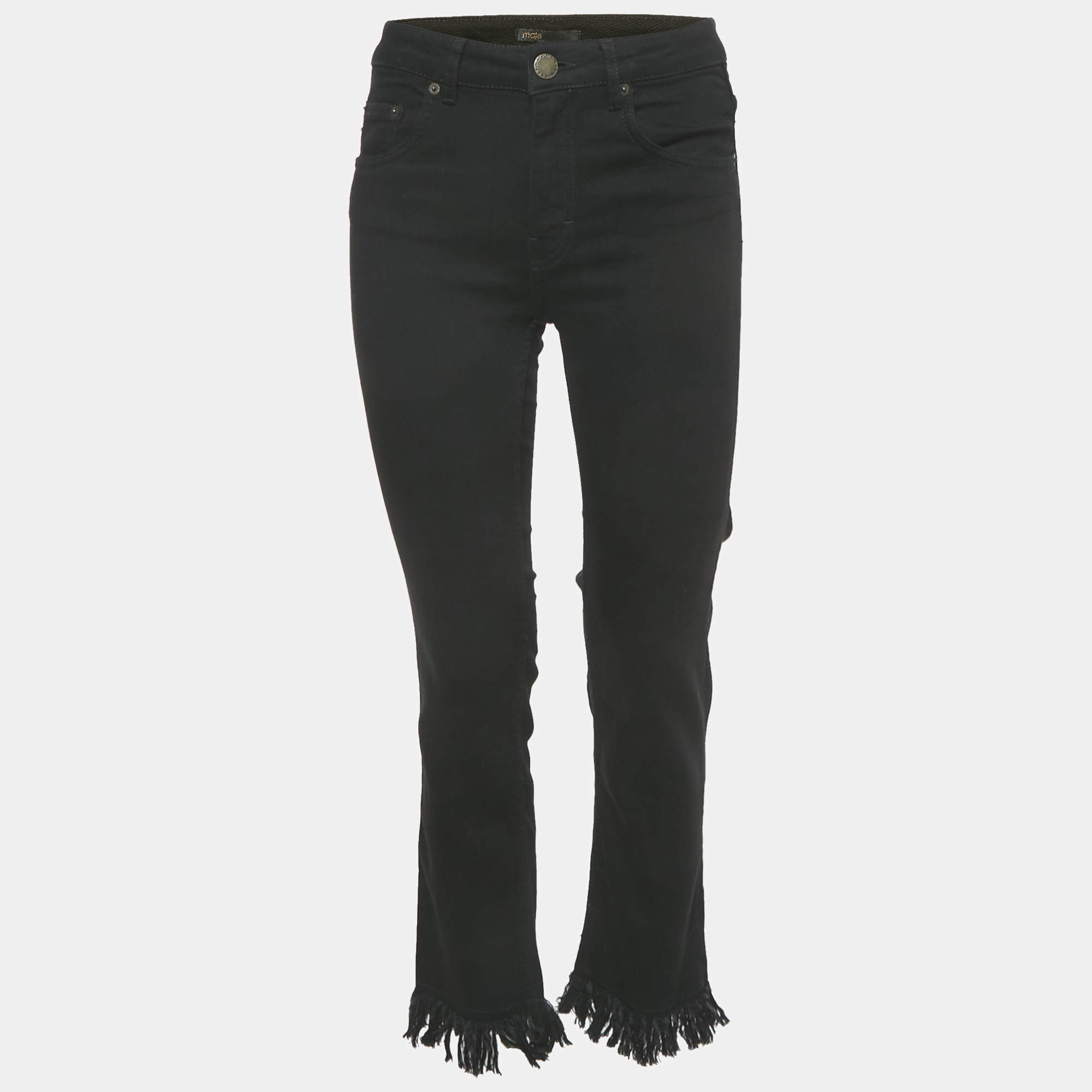 Pre Owned Maje Black Denim Raw Edge Jeans M Waist 28"