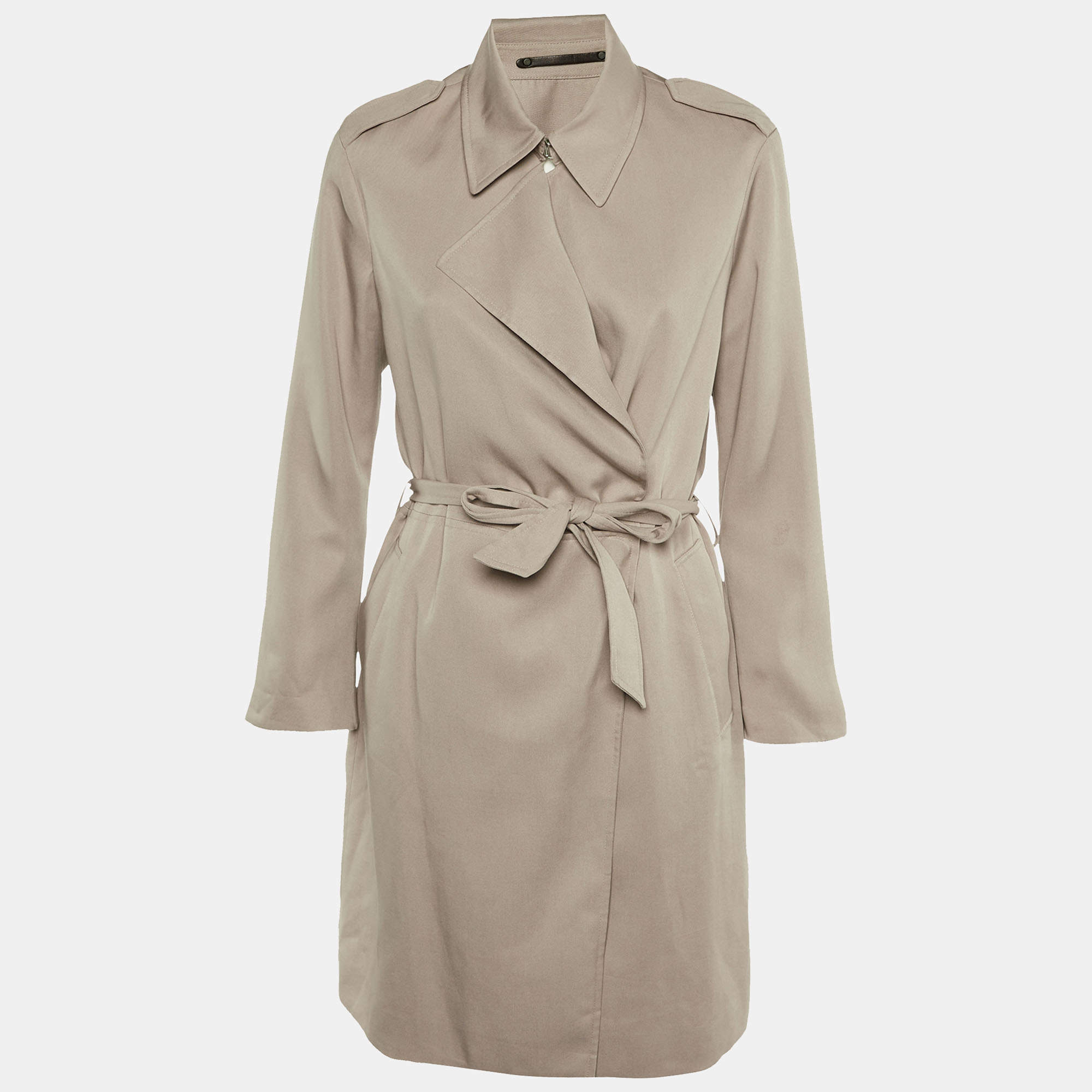 Pre Owned All Saints Beige Linen Belted Coat S