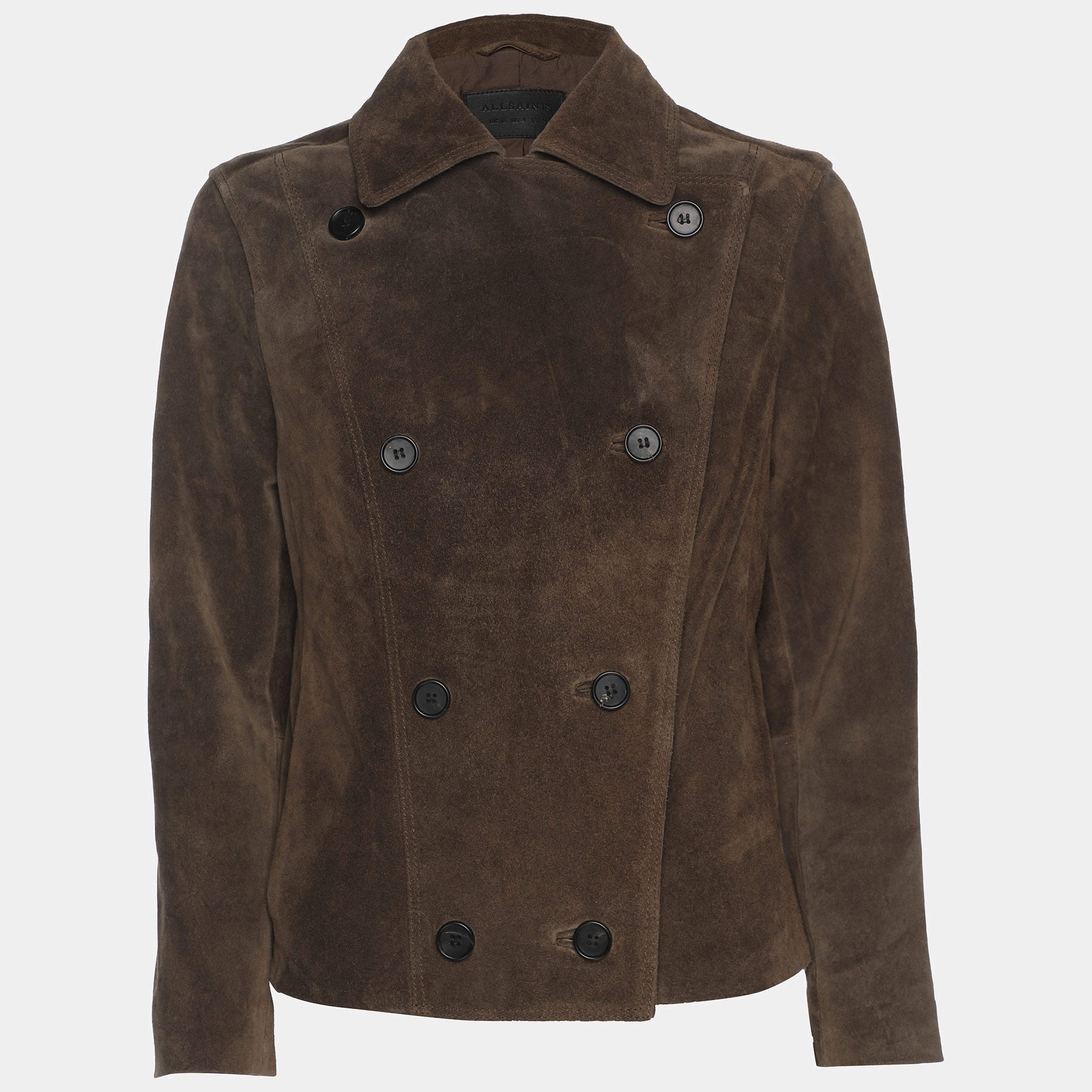 Pre Owned All Saints Brown Suede Double Breasted Jacket S