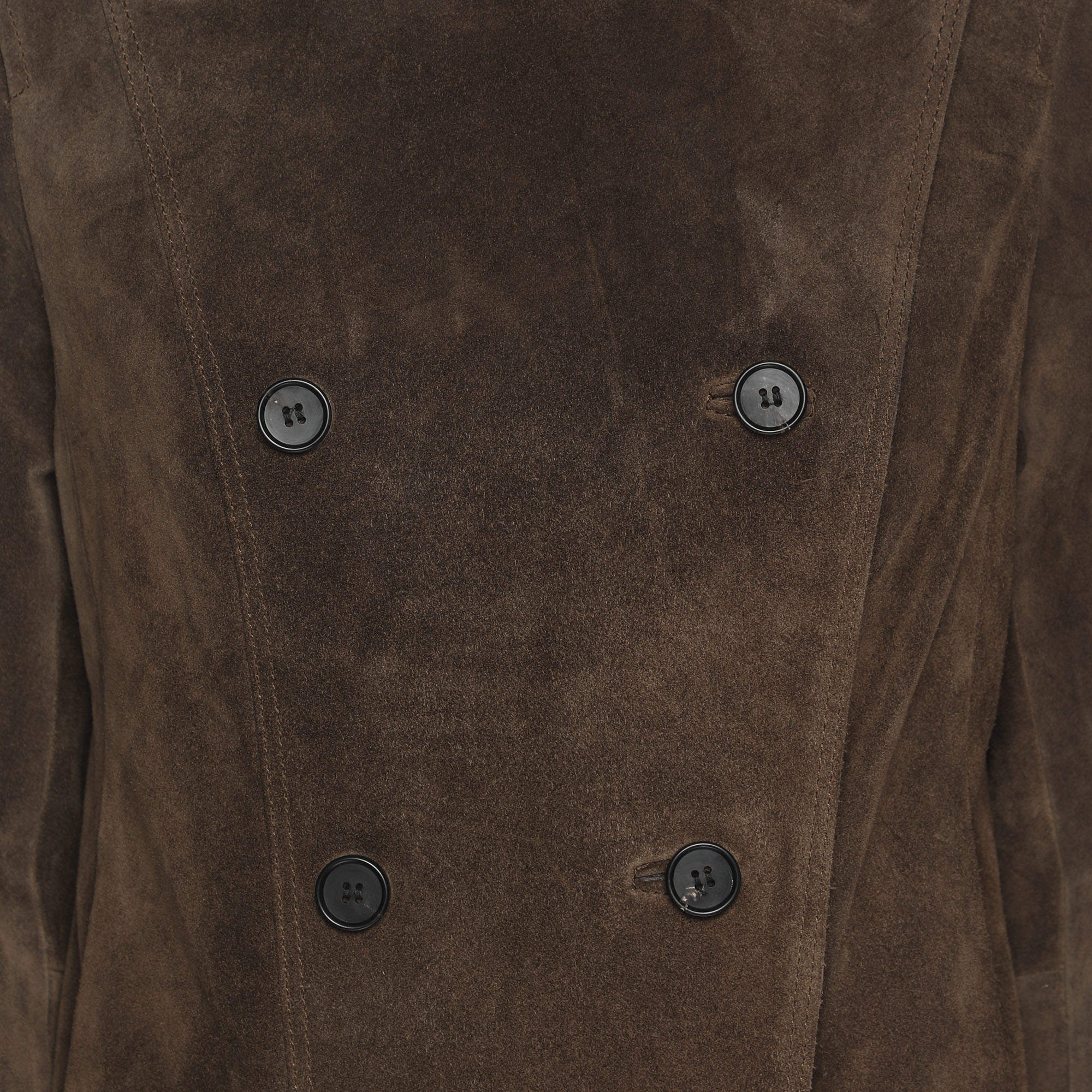 Pre Owned All Saints Brown Suede Double Breasted Jacket S