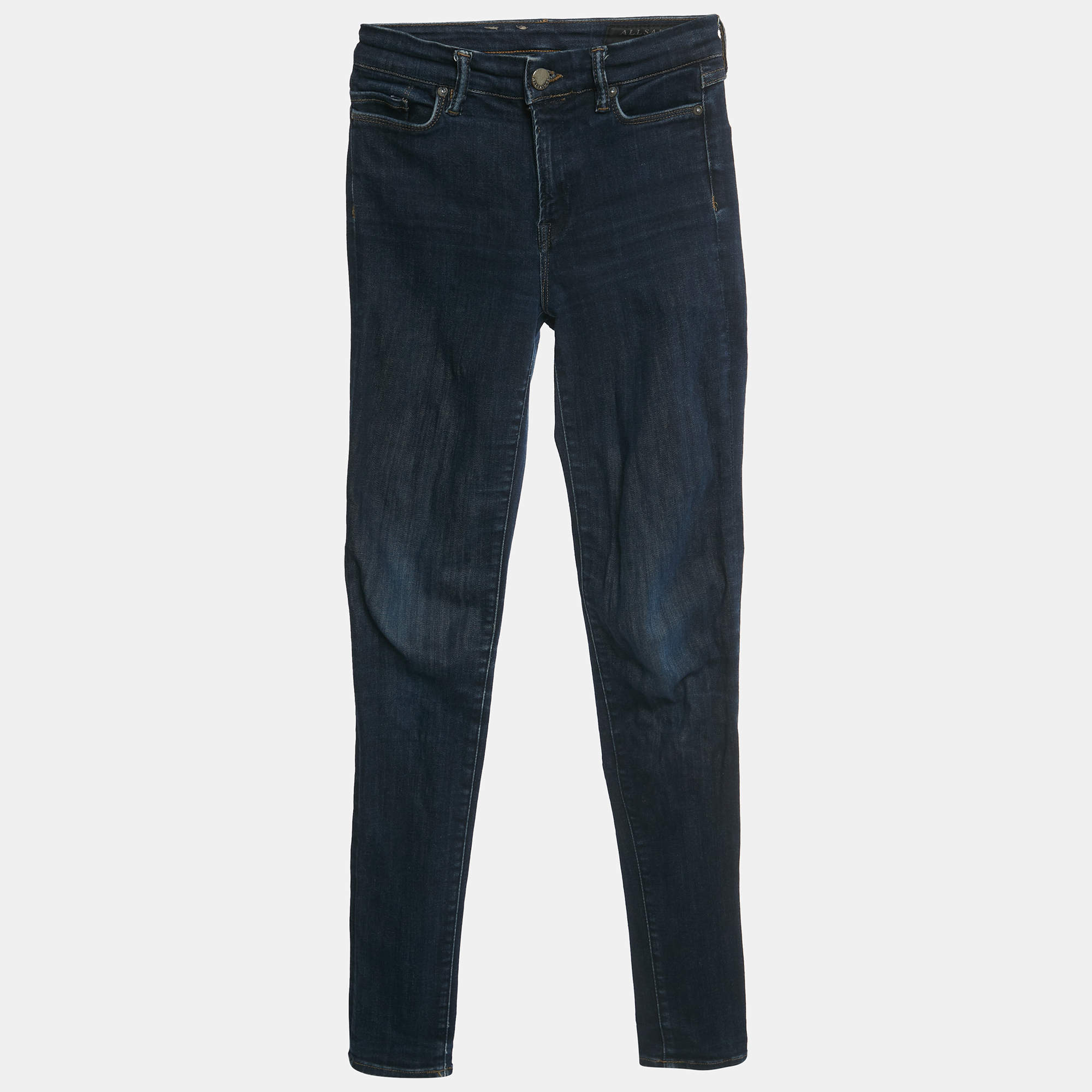 Pre Owned All Saints Navy Blue Denim Skinny Grace Jeans S/Waist 24"