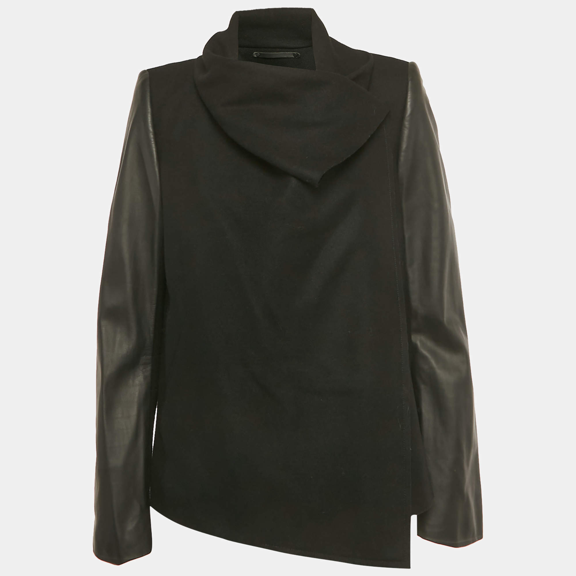 Pre Owned All Saints Black Felt and Leather Sleeve Jacket M