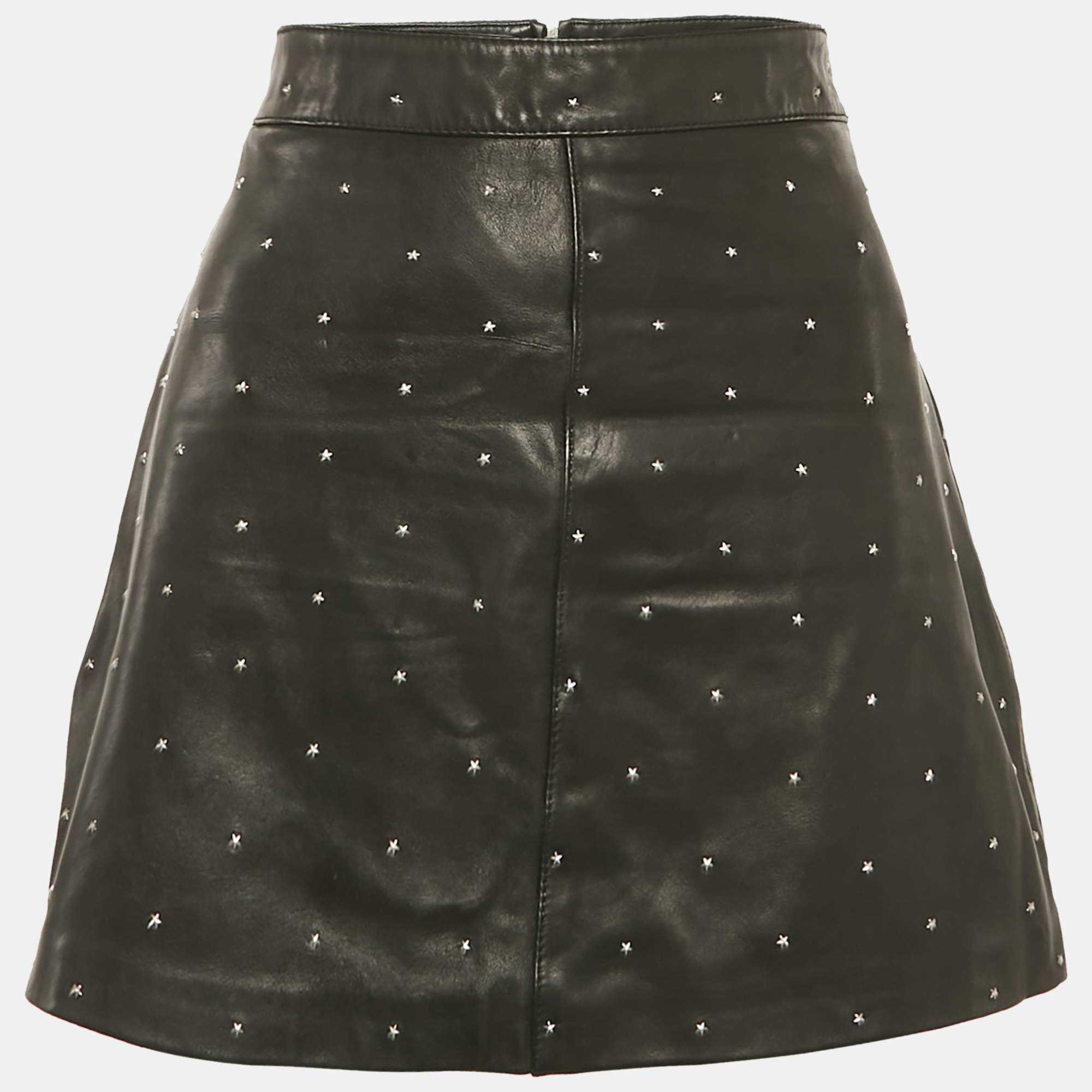مملوكة مسبقًا All Saints Black Leather Lyra Star Skirt M