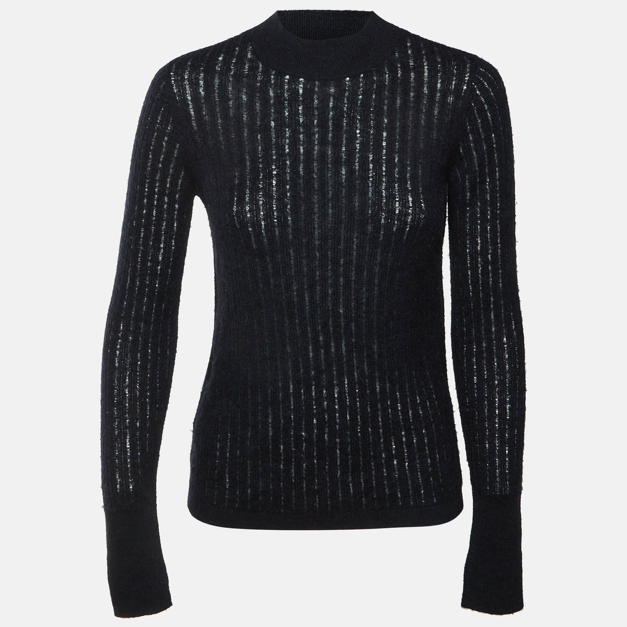 Pre Owned All Saints Black Wool & Alpaca Knit Abi Funnel Neck Sweater S