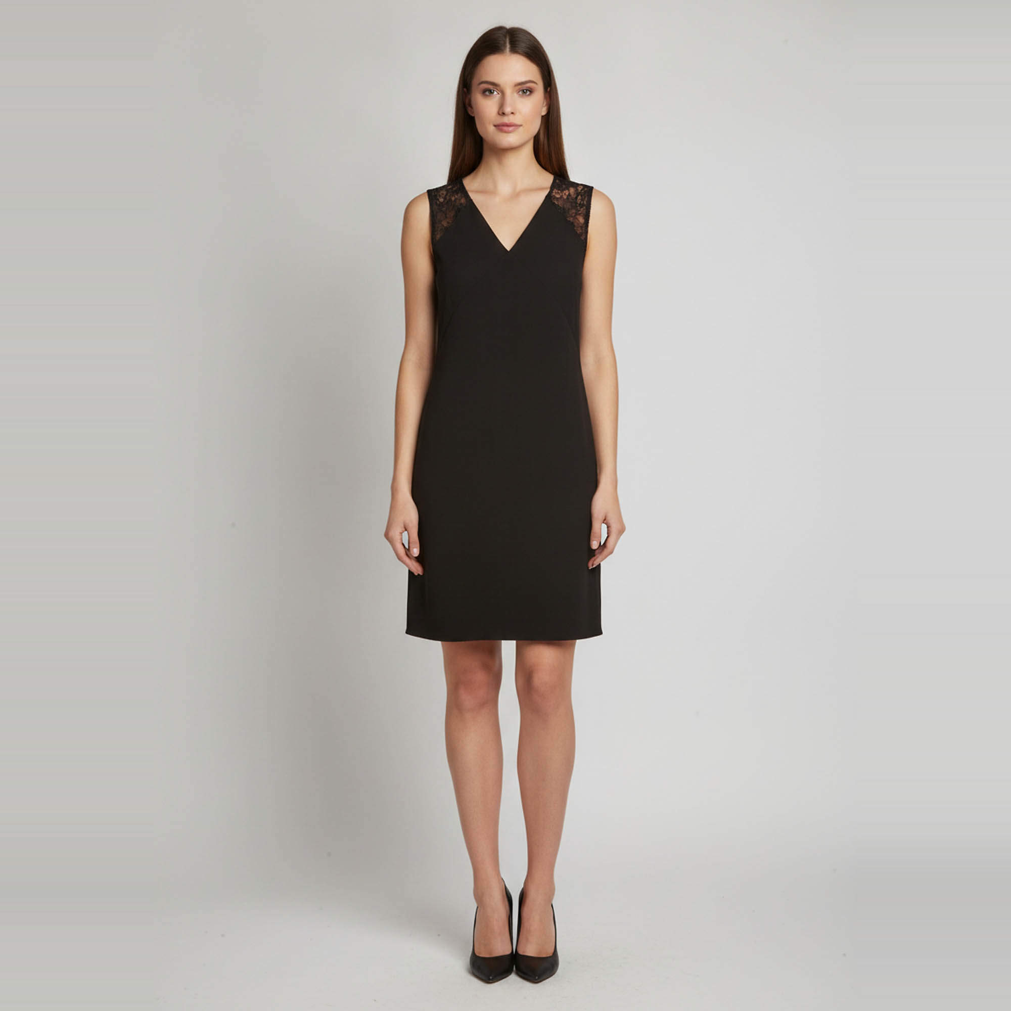 Pre Owned All Saints Black Crepe Lace Trim Mini Prism Dress XS
