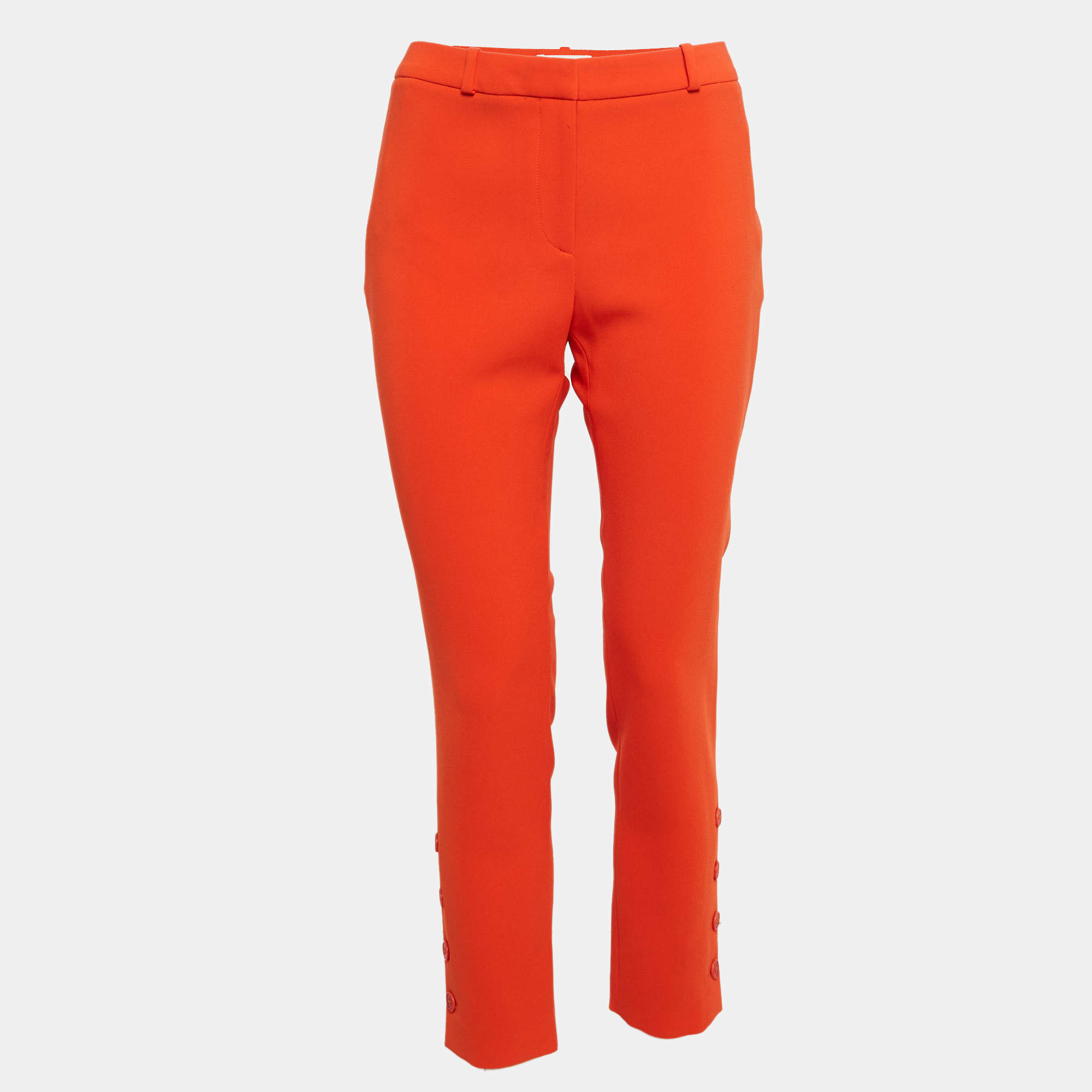 Altuzarra Orange Crepe Buttoned Pants L