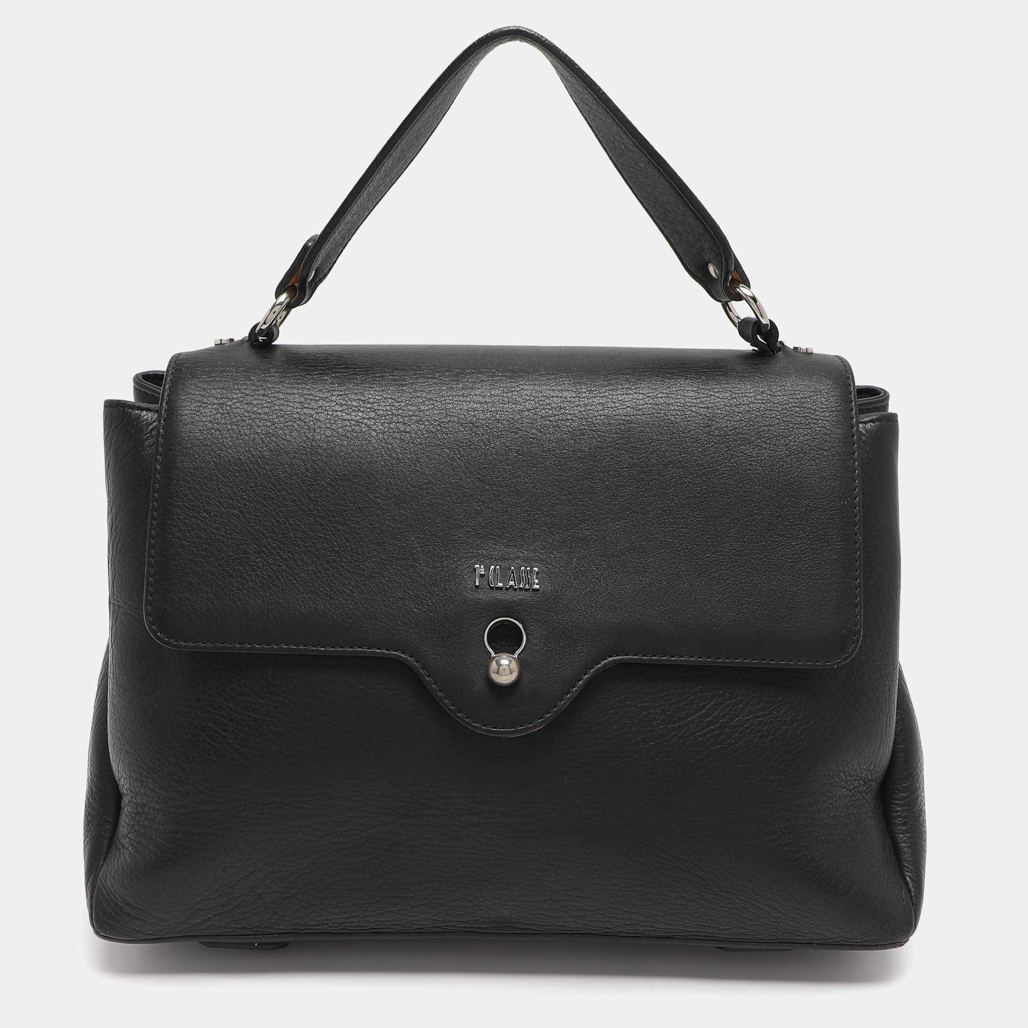 Pre Owned Alviero Martini 1A Classe Black Leather Top Handle Bag