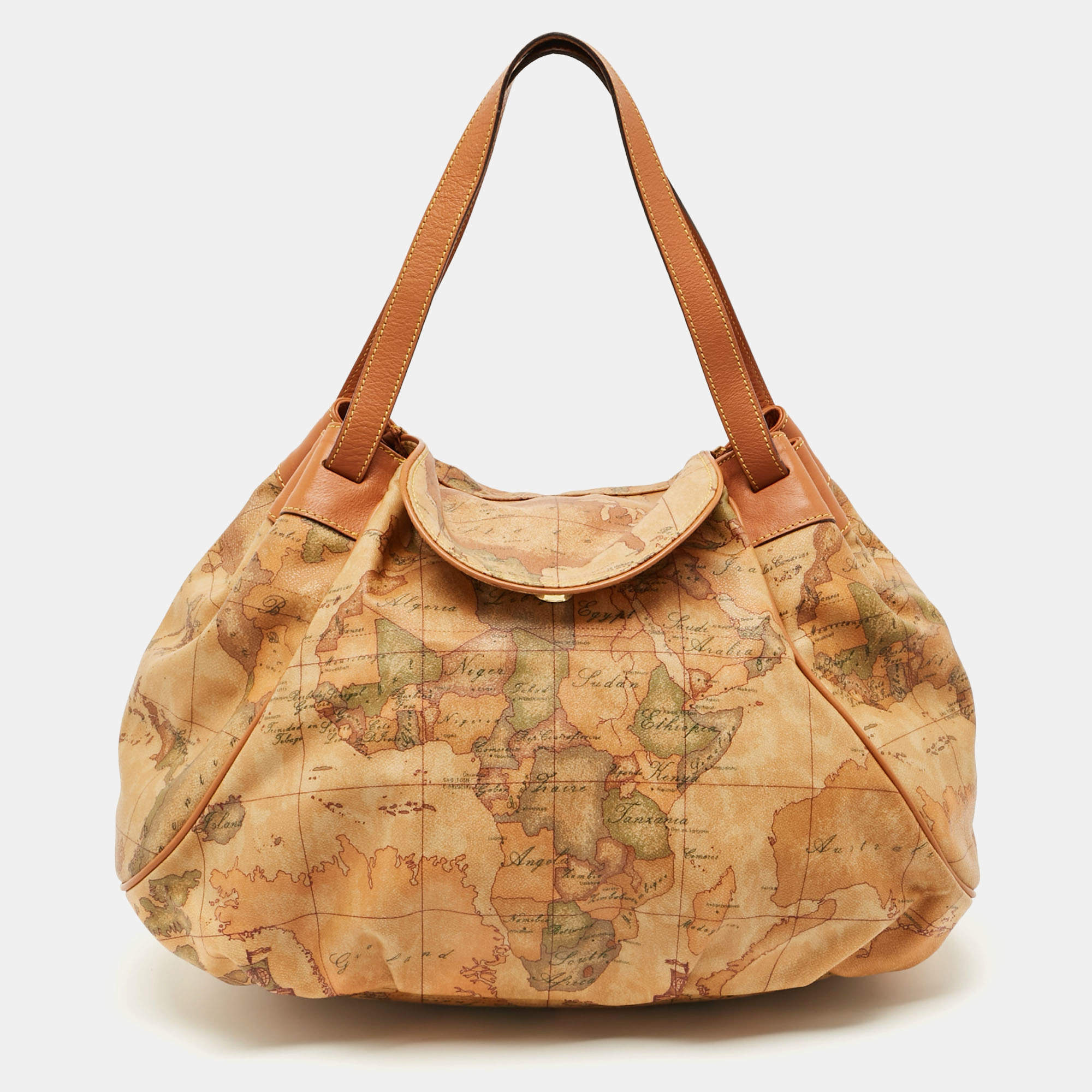 مملوكة مسبقًا Alviero Martini 1A Classe Flap Beige Classic Print Coated Canvas and Leather Shoulder Bag