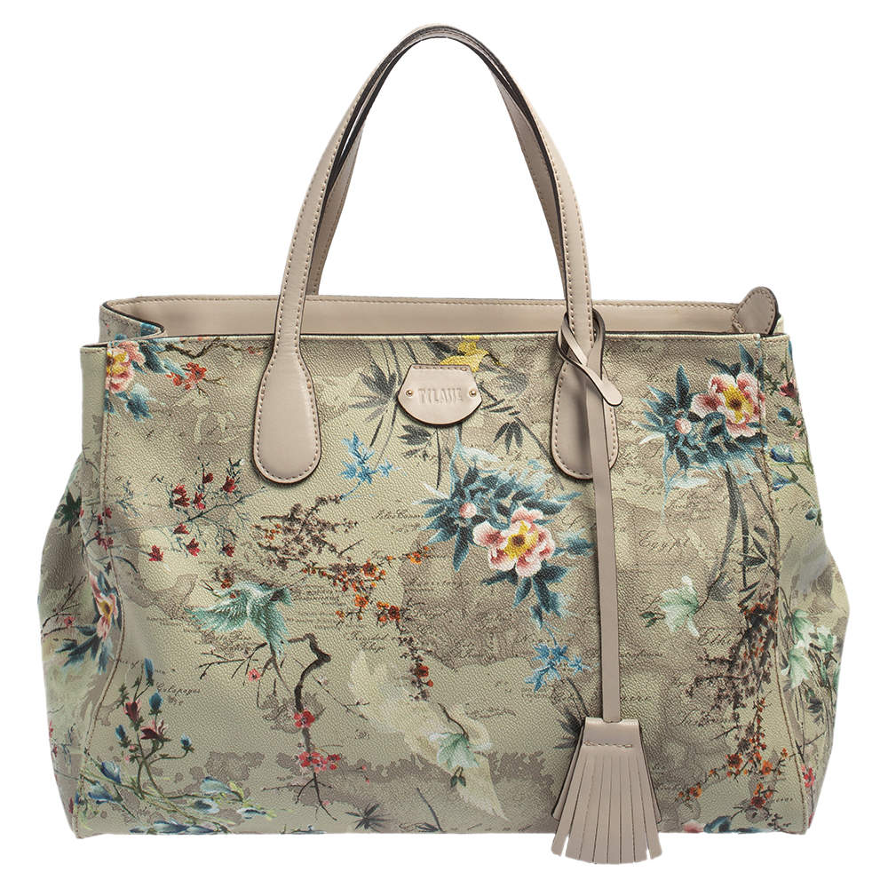 Pre Owned Alviero Martini 1A Classe Multicolor Coated Canvas and Leather Medium Oriental Garden Tote