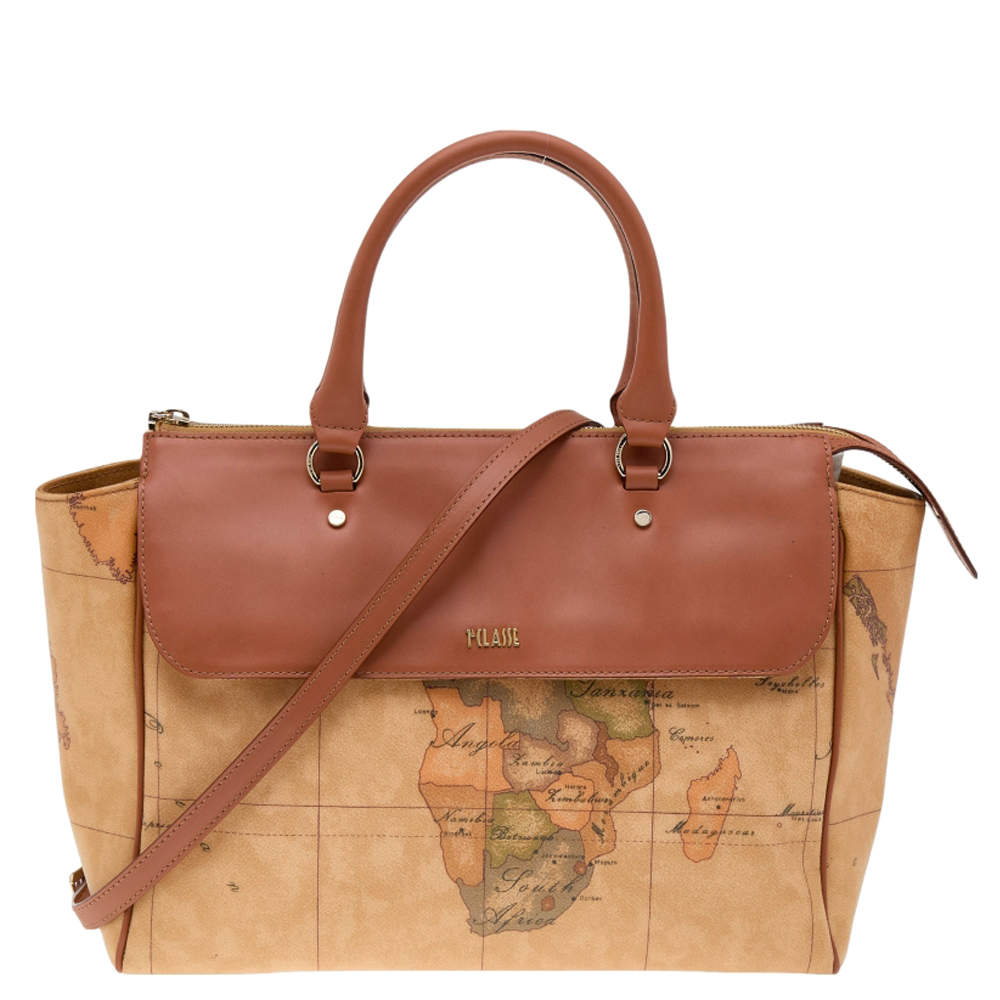 مملوكة مسبقًا Alviero Martini 1A Classe Tan PVC and Leather Satchel