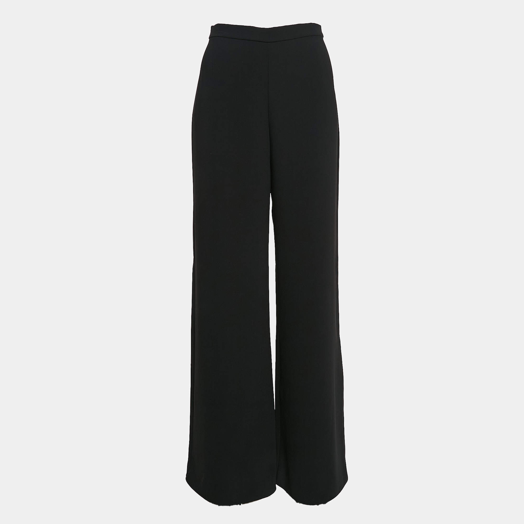 Pre Owned Amanda Uprichard Black Crepe Wide Leg Trousers M