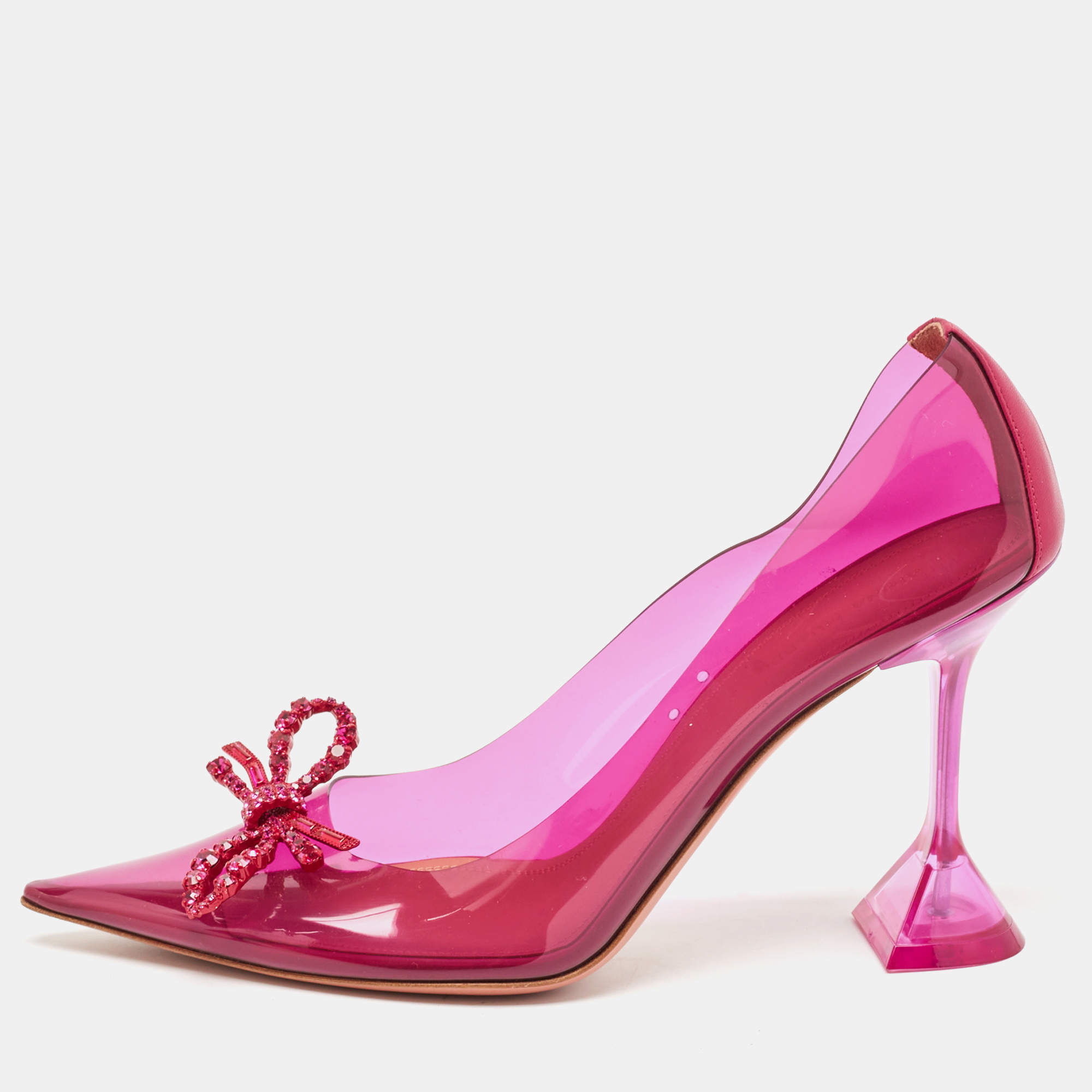 Amina Muaddi Fuchsia PVC and Leather Rosie Pumps Size 41