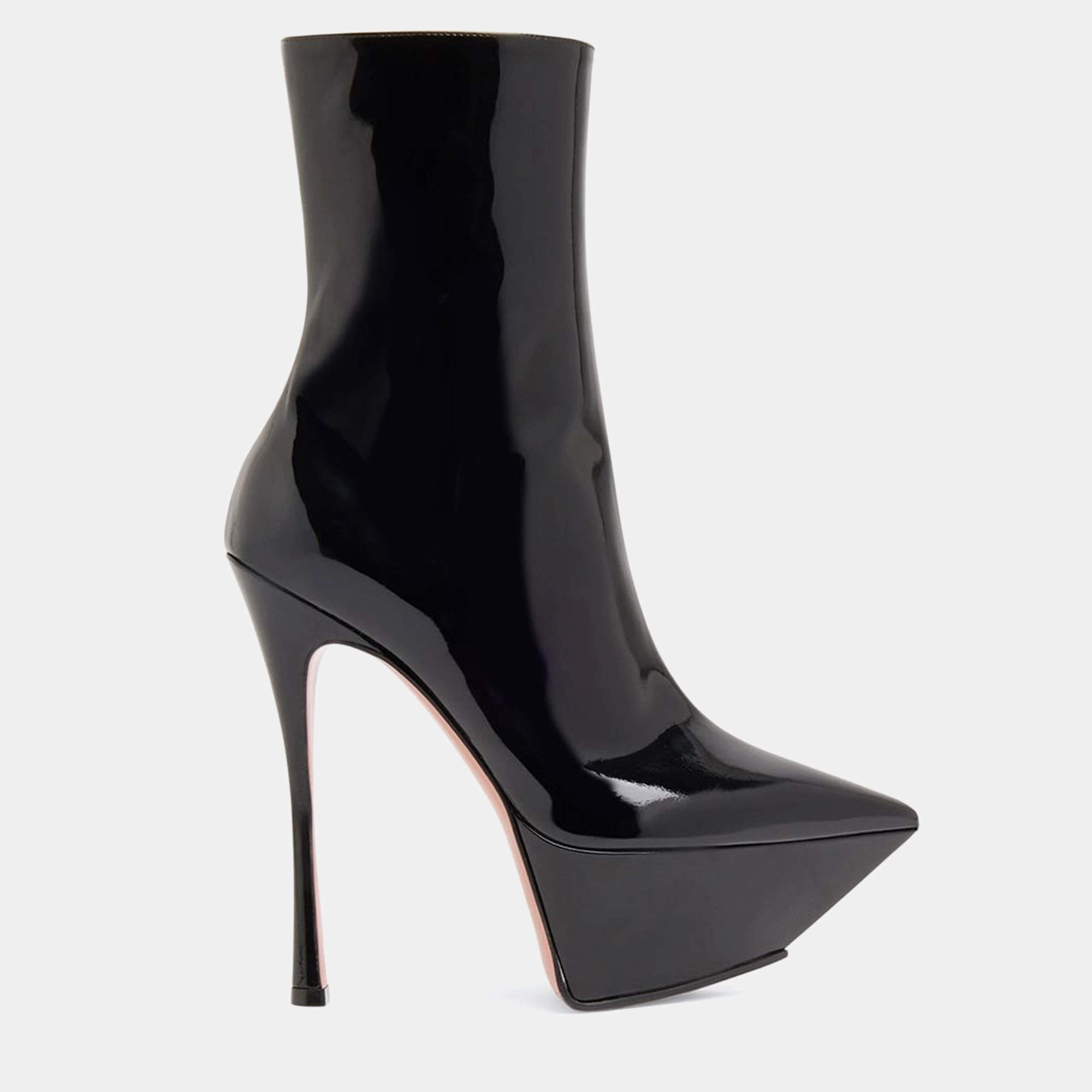 Pre Owned Amina Muaddi Yigit Black Leather Boots EU 40