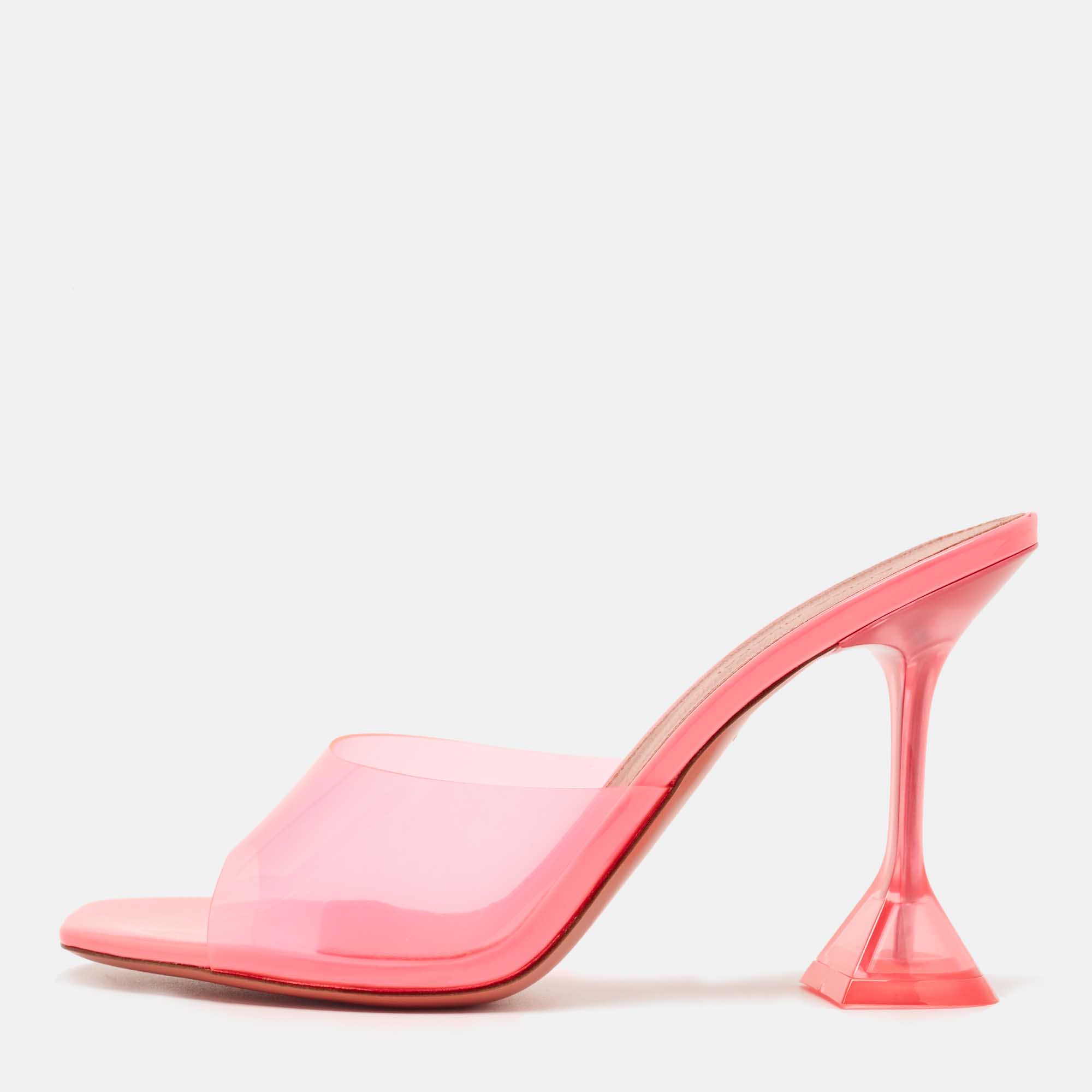 Amina Muaddi Pink PVC Lupita Slide Sandals Size 39