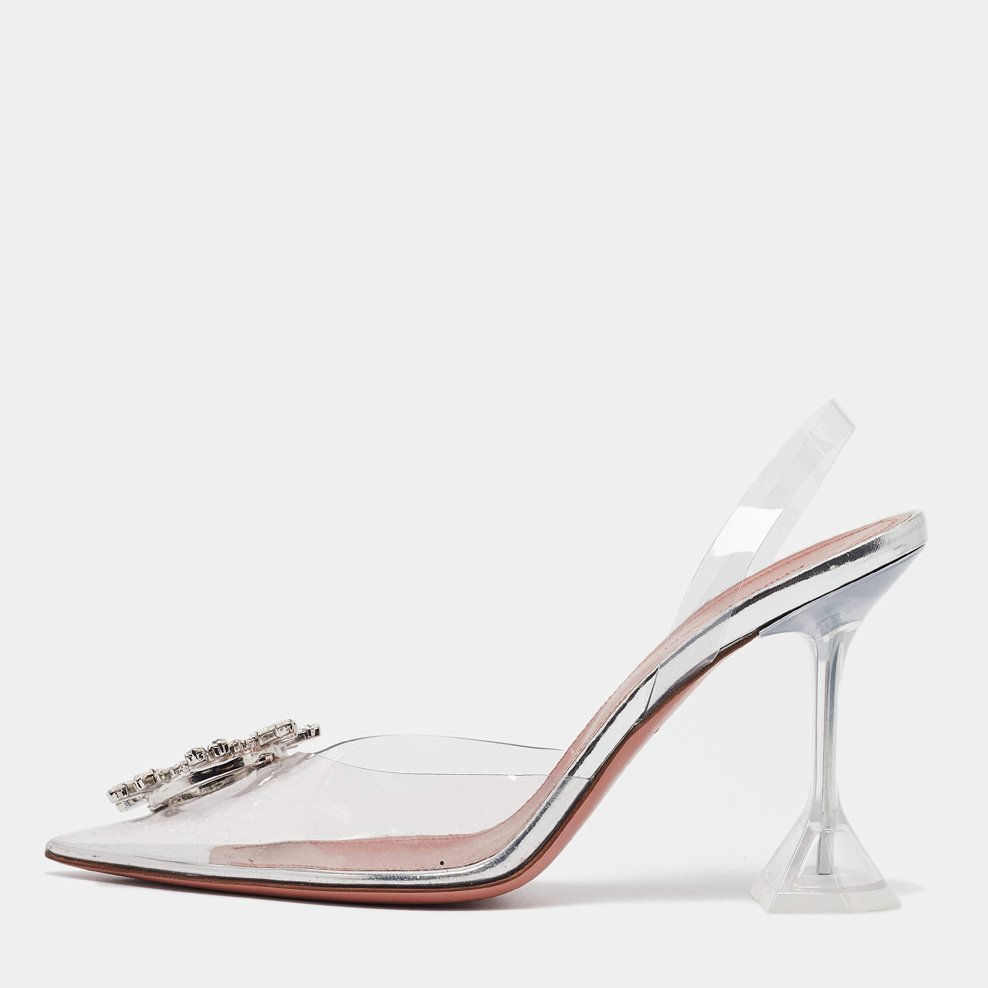 Pre Owned Amina Muaddi Transparent PVC Begum Pumps Size 39