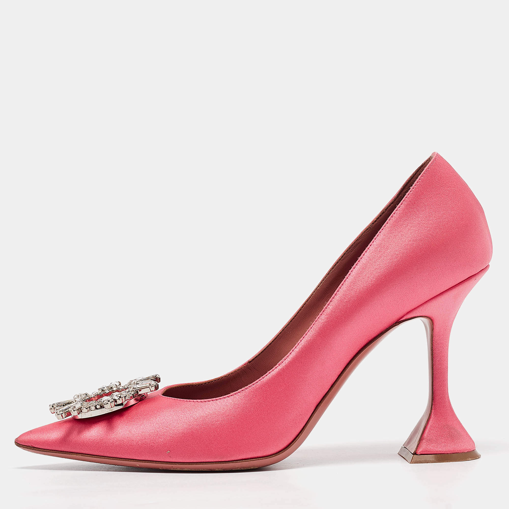 Amina Muaddi Pink Satin Begum Pumps Size 40