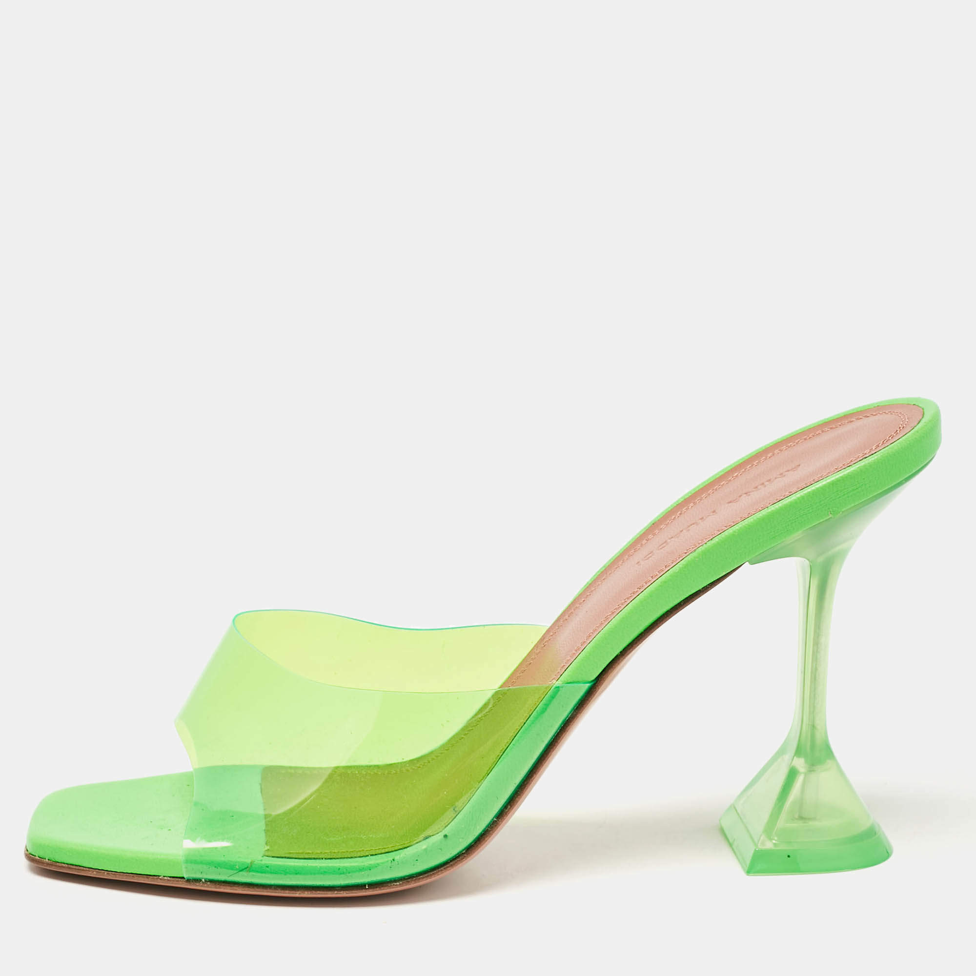 Amina Muaddi Green PVC lupita Slide Sandals Size 39.5